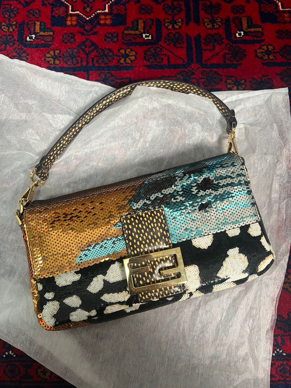 Fendi Night Butterfly Sequin Baguette