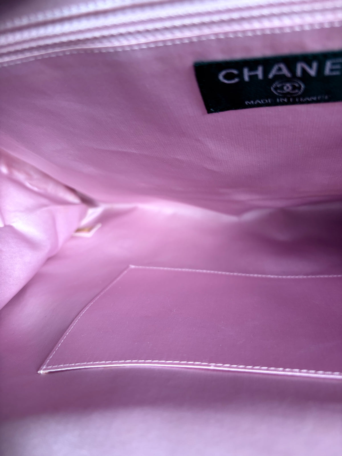 Chanel vintage watercolor kisslock pink and purple tote bag