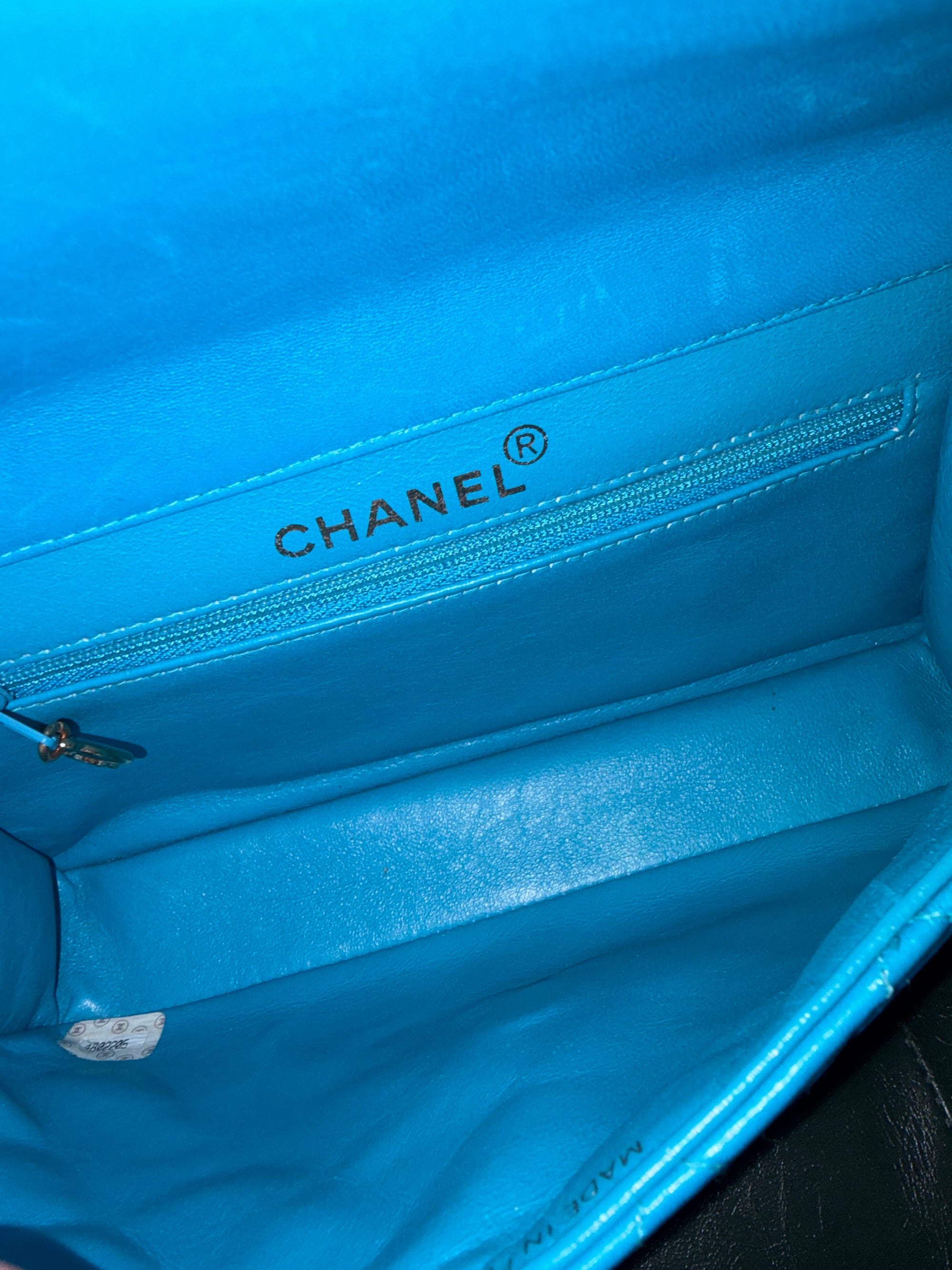 Rare! Vintage Chanel cerulean blue lambskin double sided flap bag with 24ct gold plated hardware
