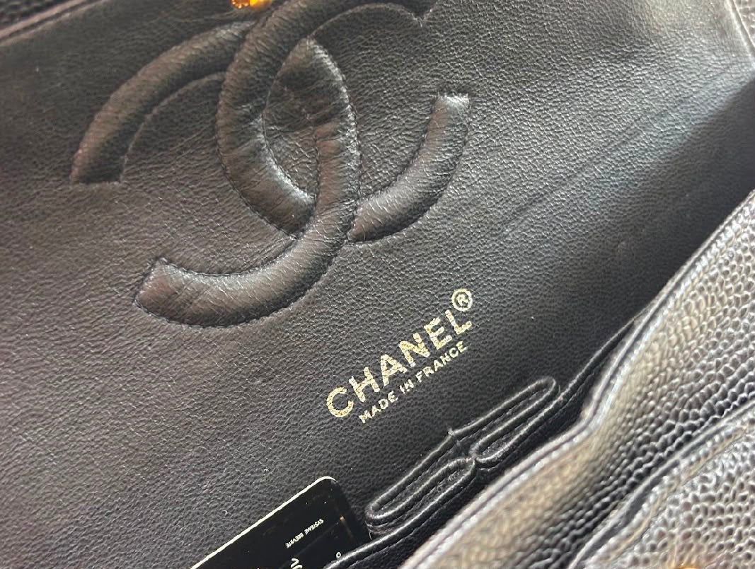 Pre-order - Chanel Series 6 vintage black caviar medium classic flap bag 24 carat gold plated hardware