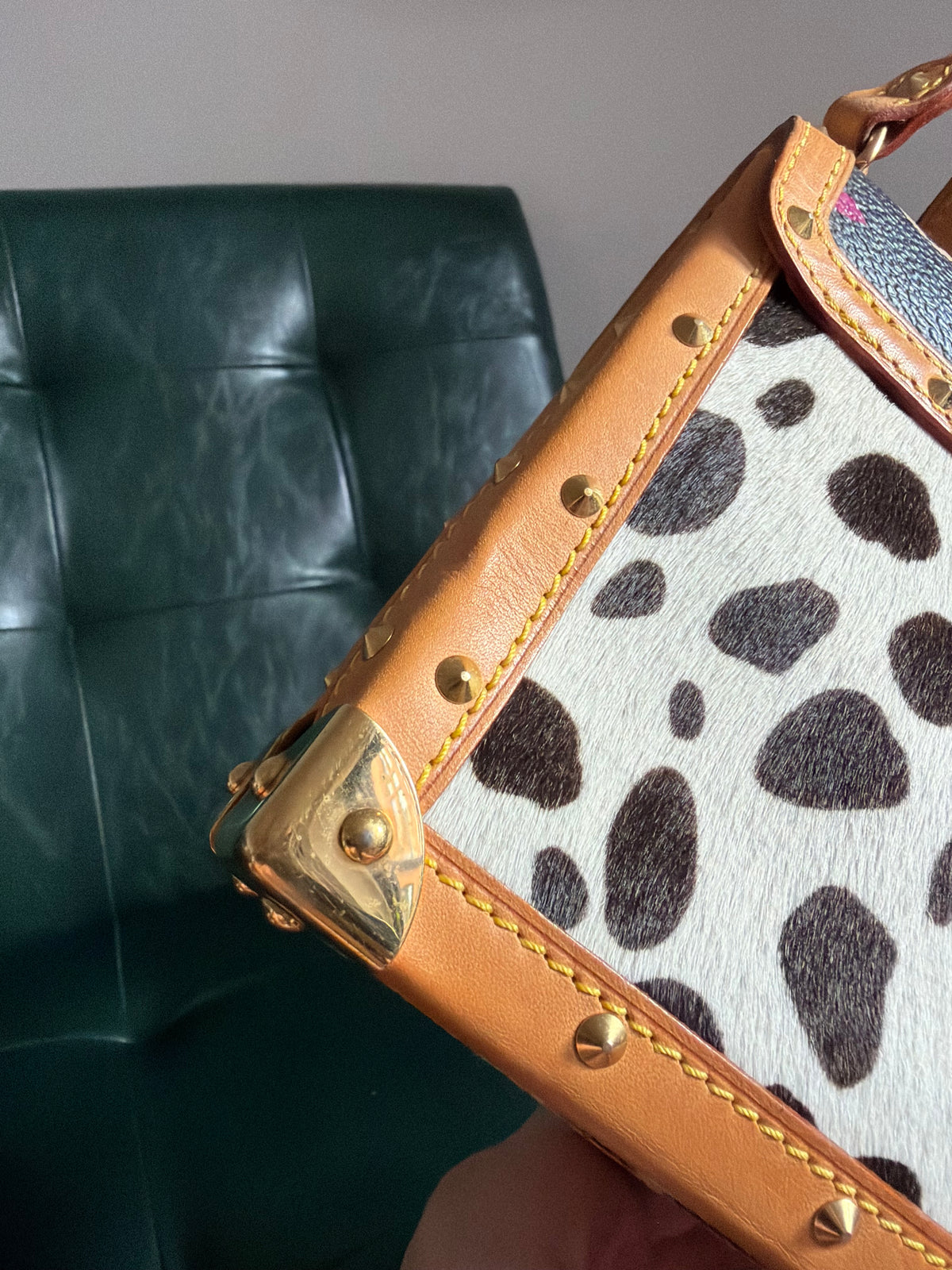 Rare! Louis Vuitton x Takashi Murakami Sac Rabat Monogram Dalmatian Pony Hair Bag