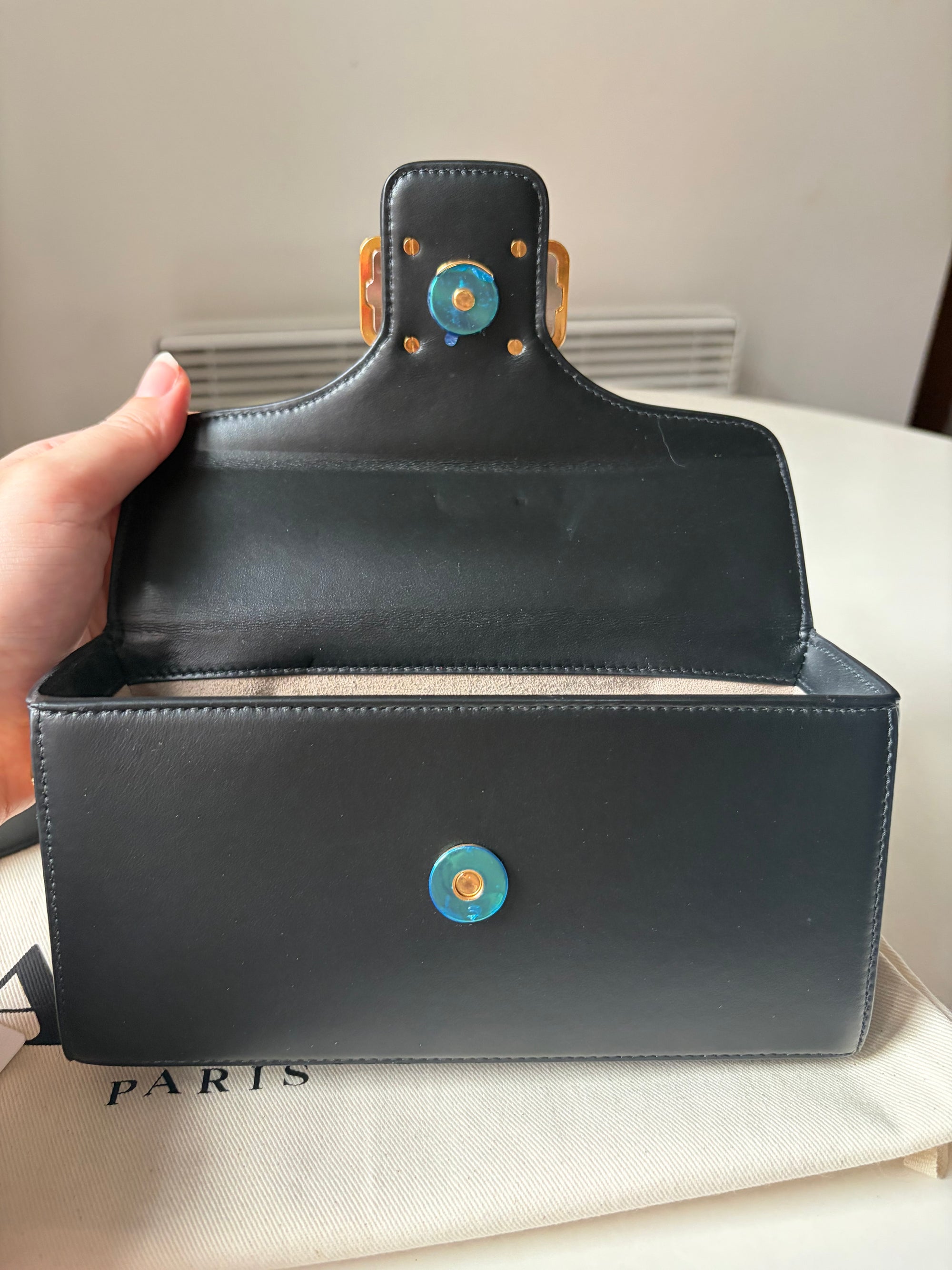 Lanvin nano pencil tote cat bag black and gold