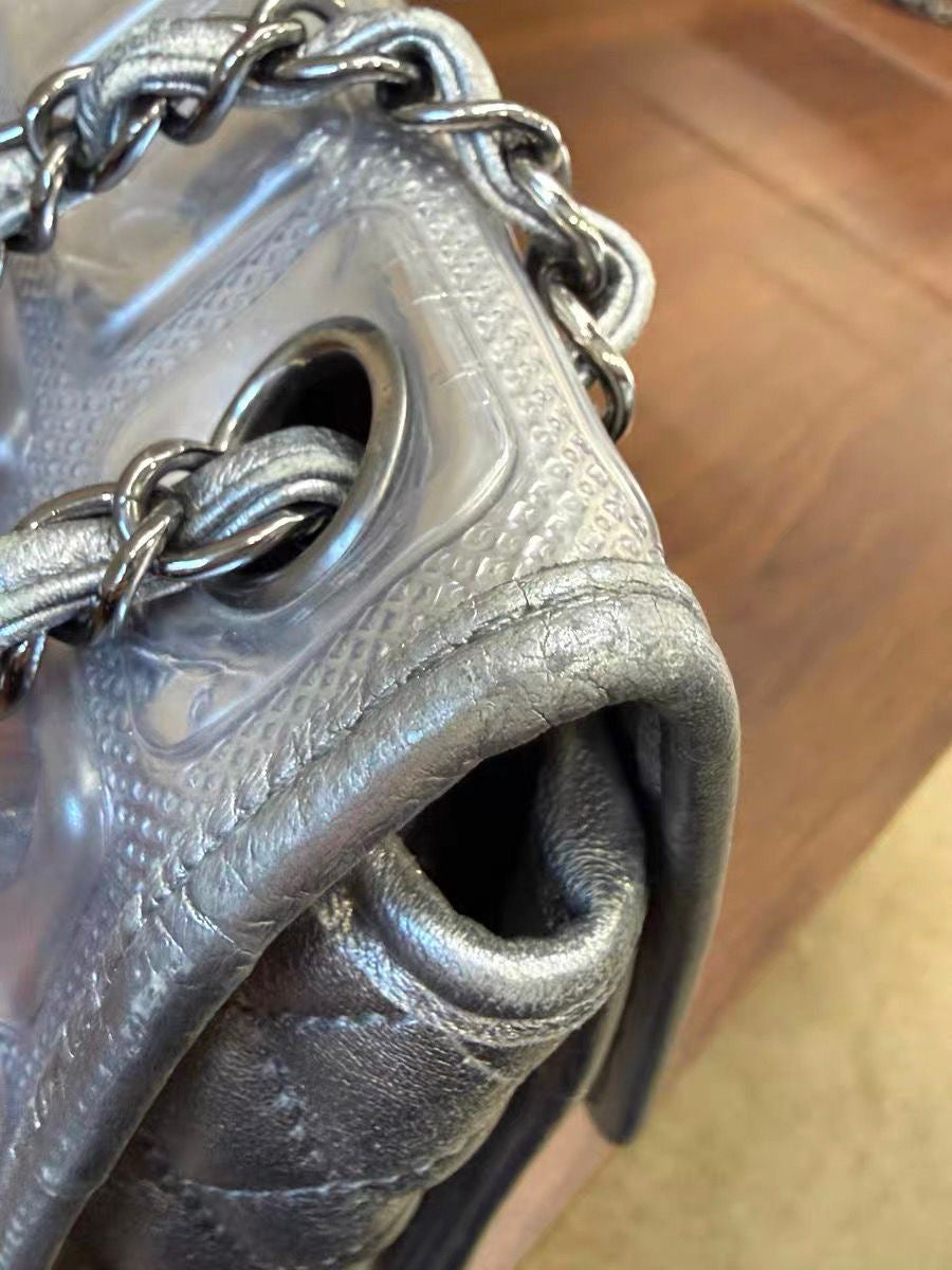 Chanel ice cube bag silver pvc