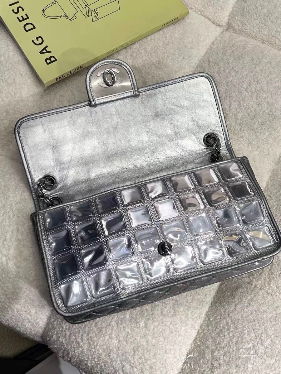 Chanel ice cube bag silver pvc