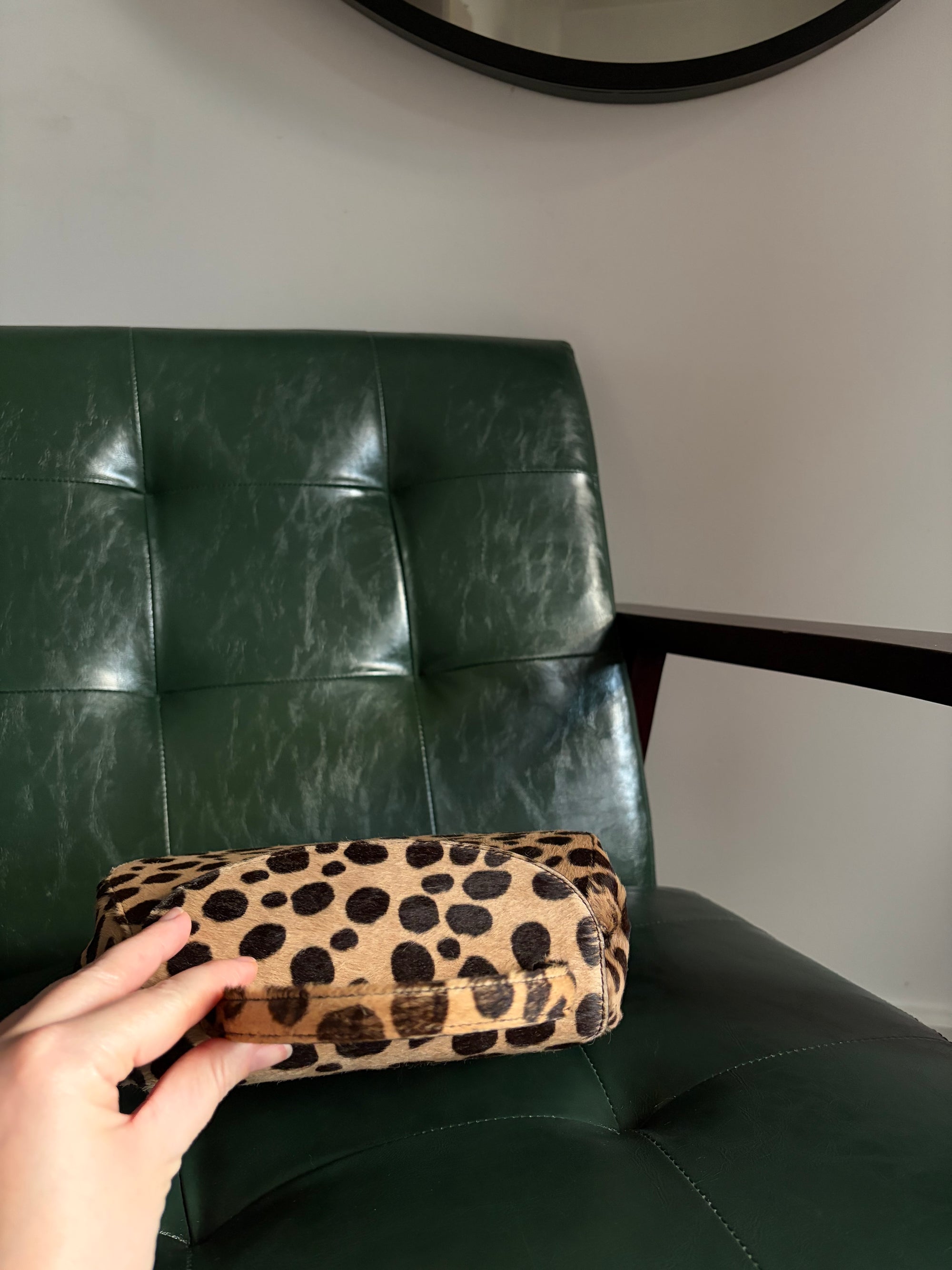 Vintage Prada pony hair cheetah print top handle bag