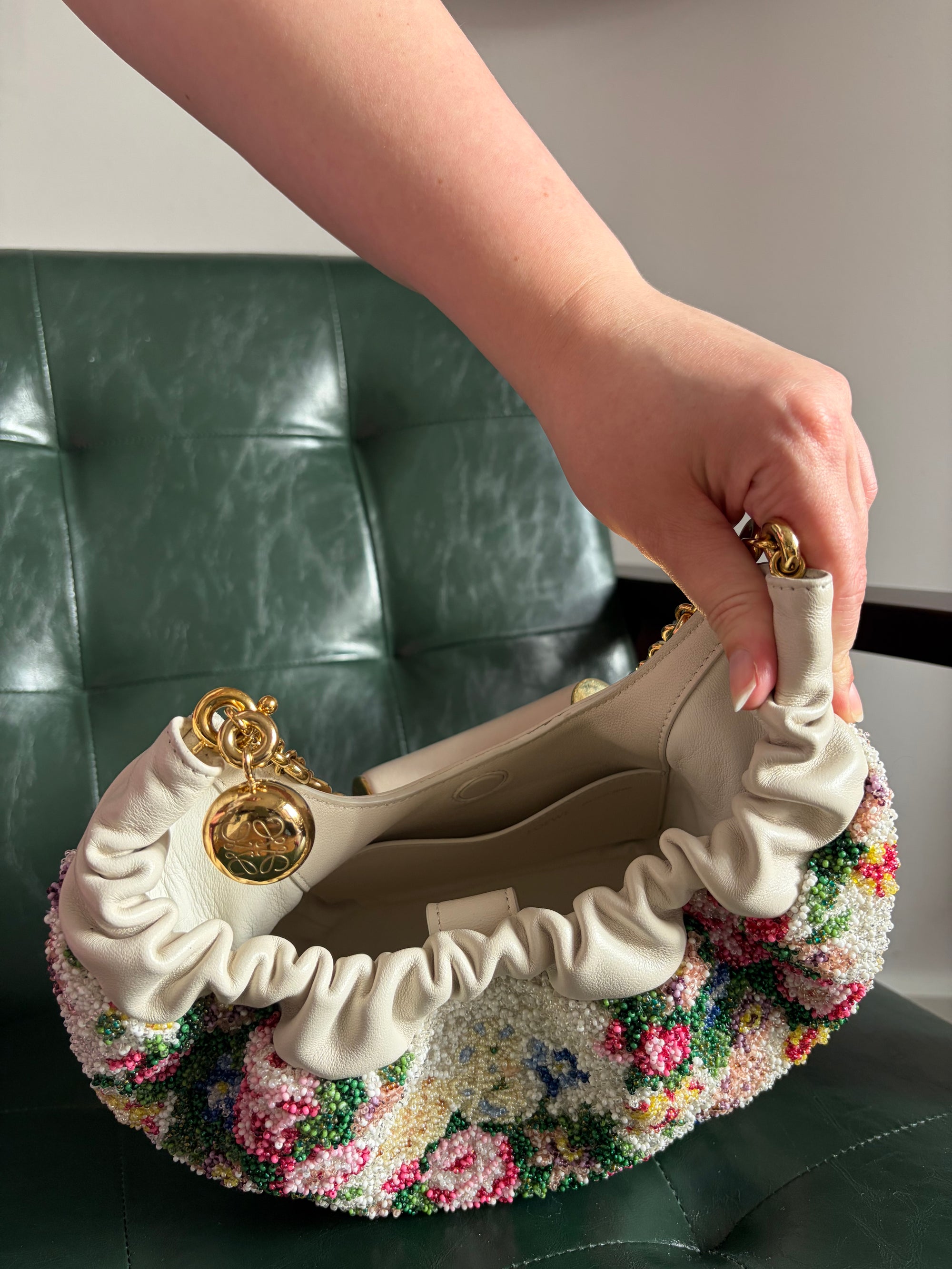 Special Edition Floral Beaded Loewe Mini Squeeze Bag