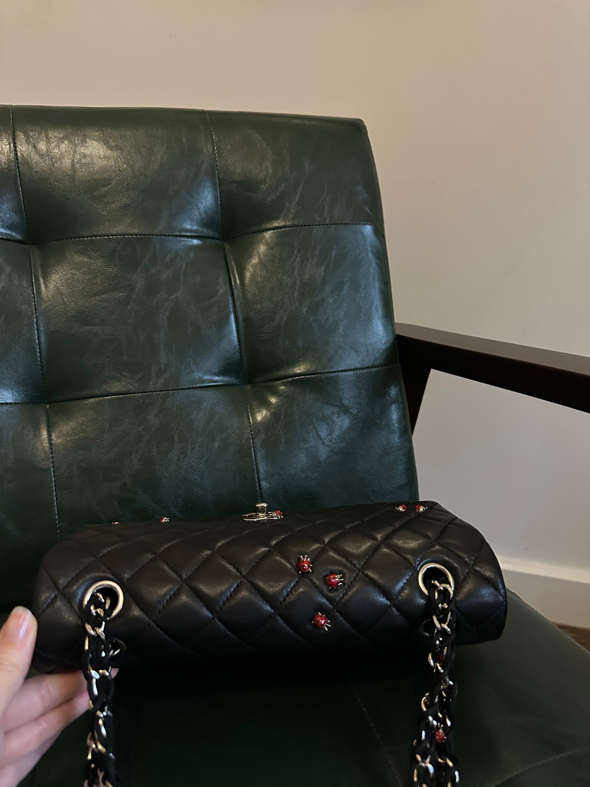 Rare! Chanel medium black ladybug single flap bag