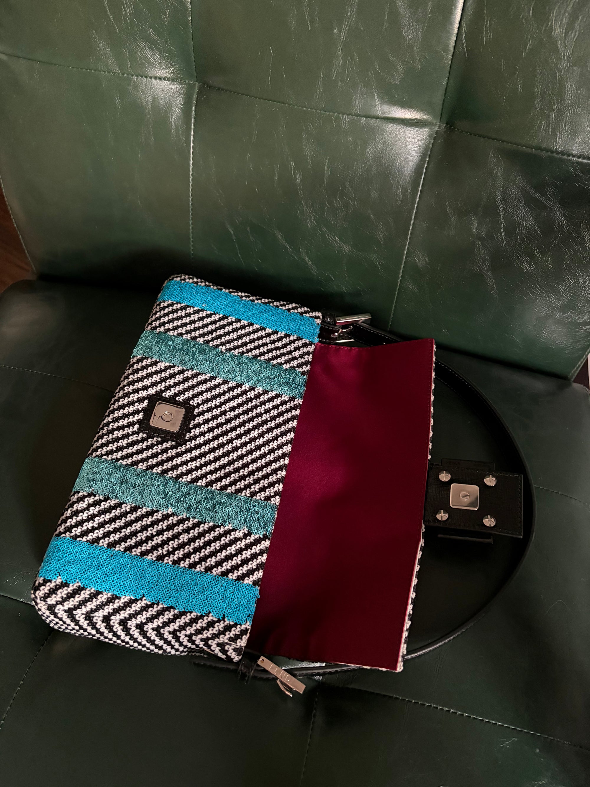 Fendi chevron sequin colour block baguette bag