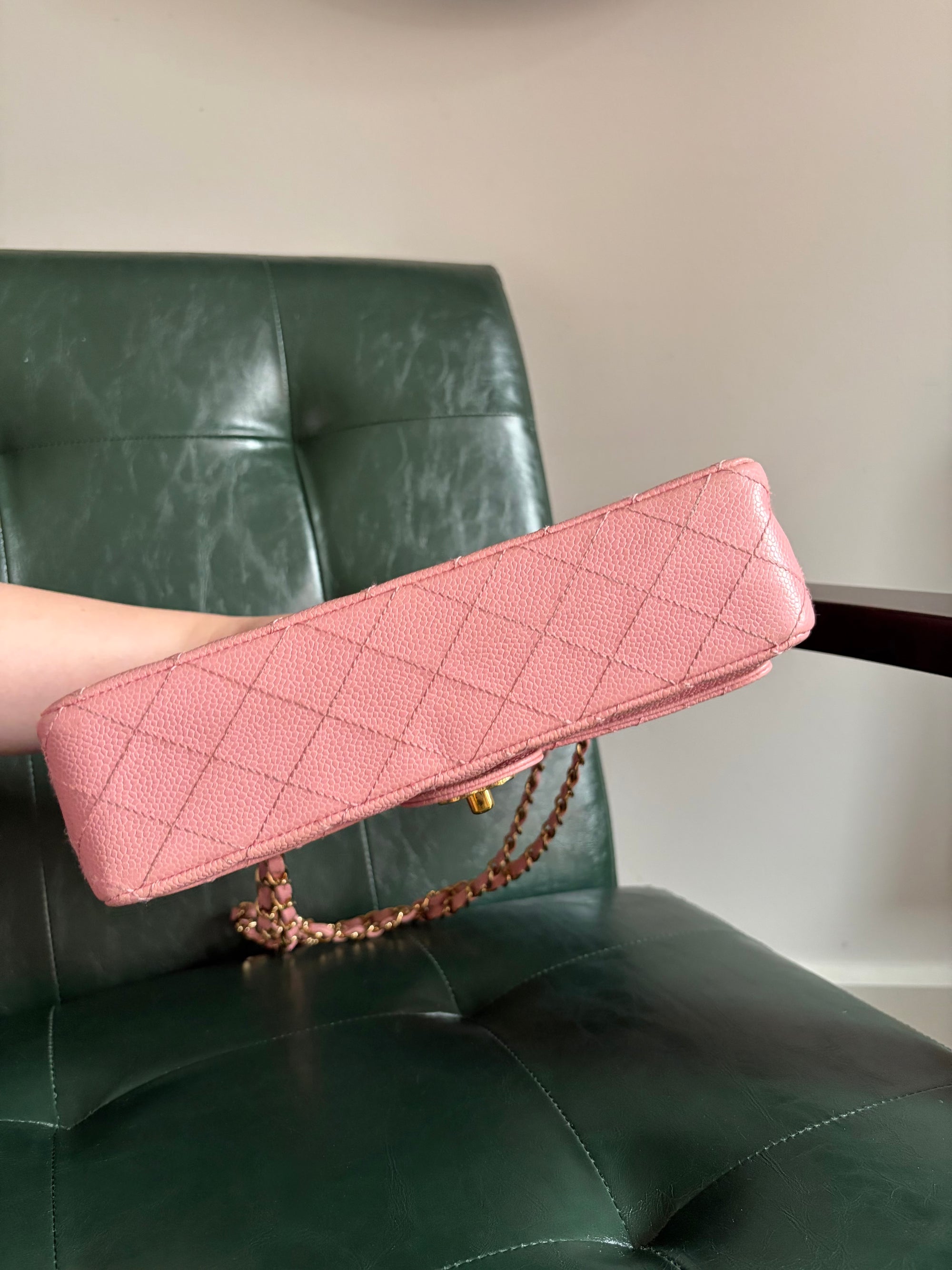 Rare! Series 9 Chanel Rose Sakura Pink Vintage Caviar Medium Classic Flap 24ct Gold Hardware