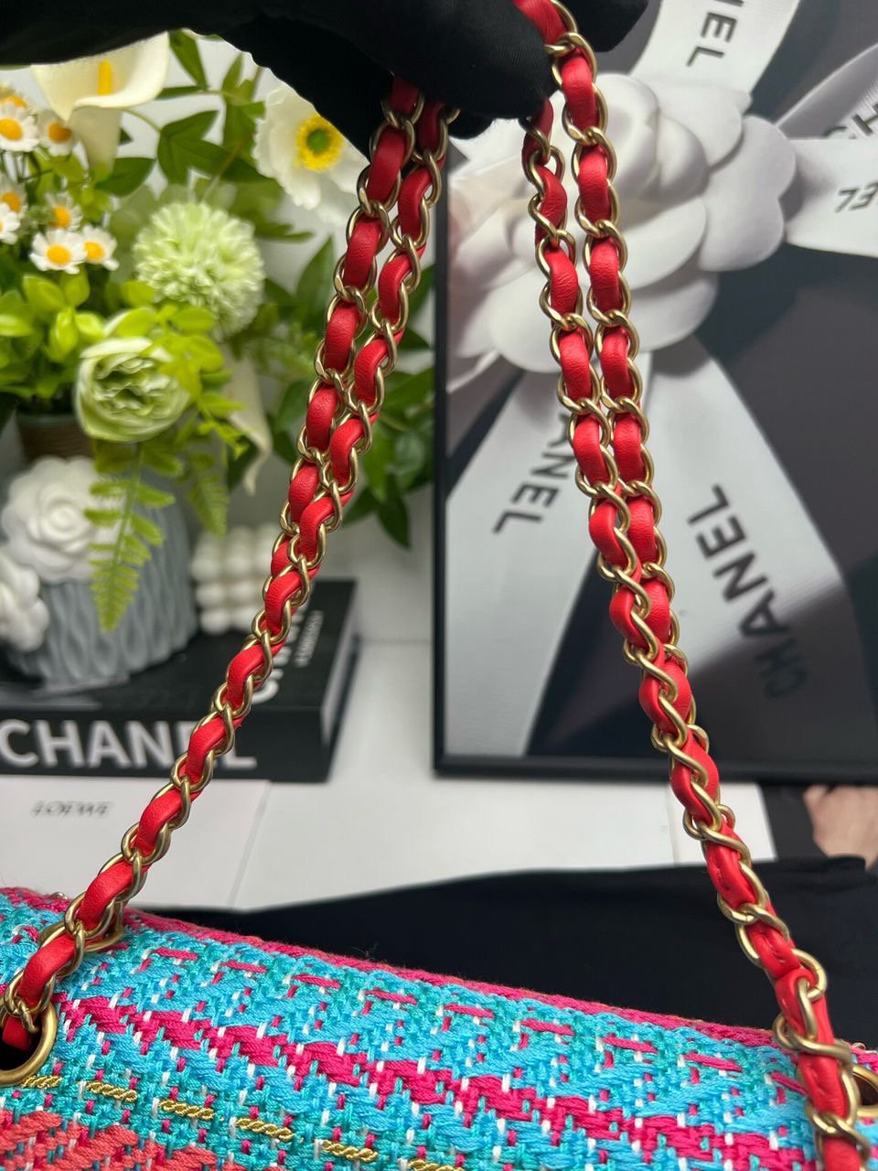 Chanel multicoloured medium tweed flap bag