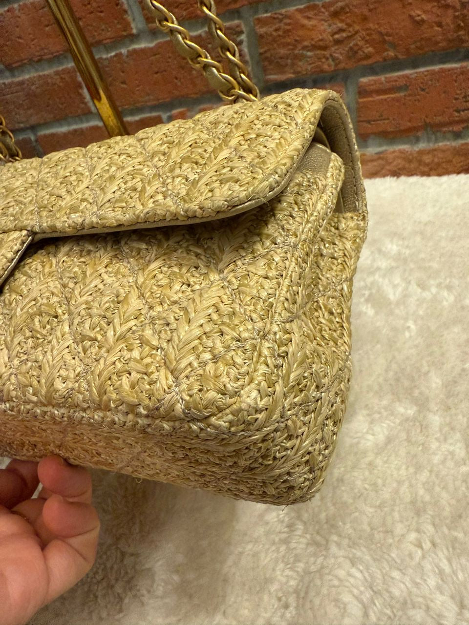 Chanel 18C Raffia Medium Classic Flap Bag Gold Hardware