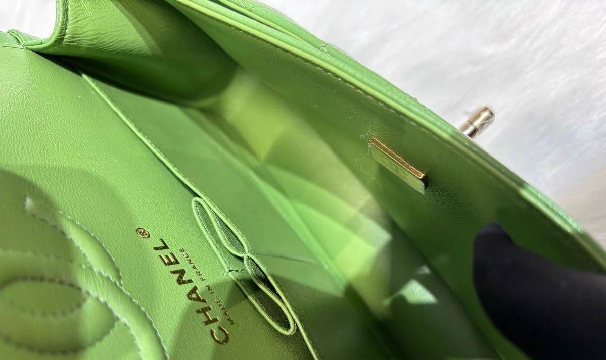 Pre-order - Chanel 22C Avocado Green Caviar Small Classic Flap Bag