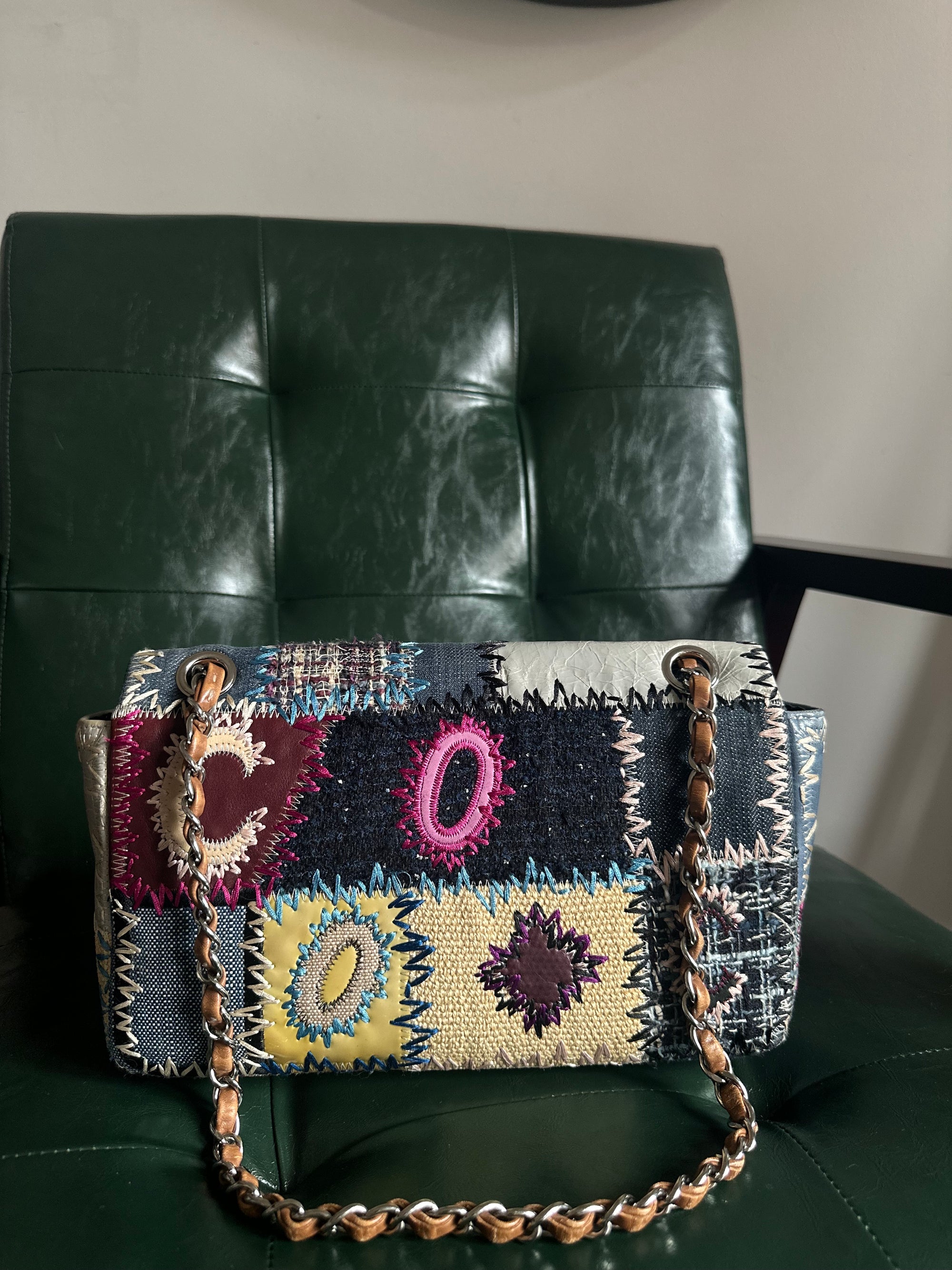 Chanel Denim Patchwork Flap Bag - Size Medium