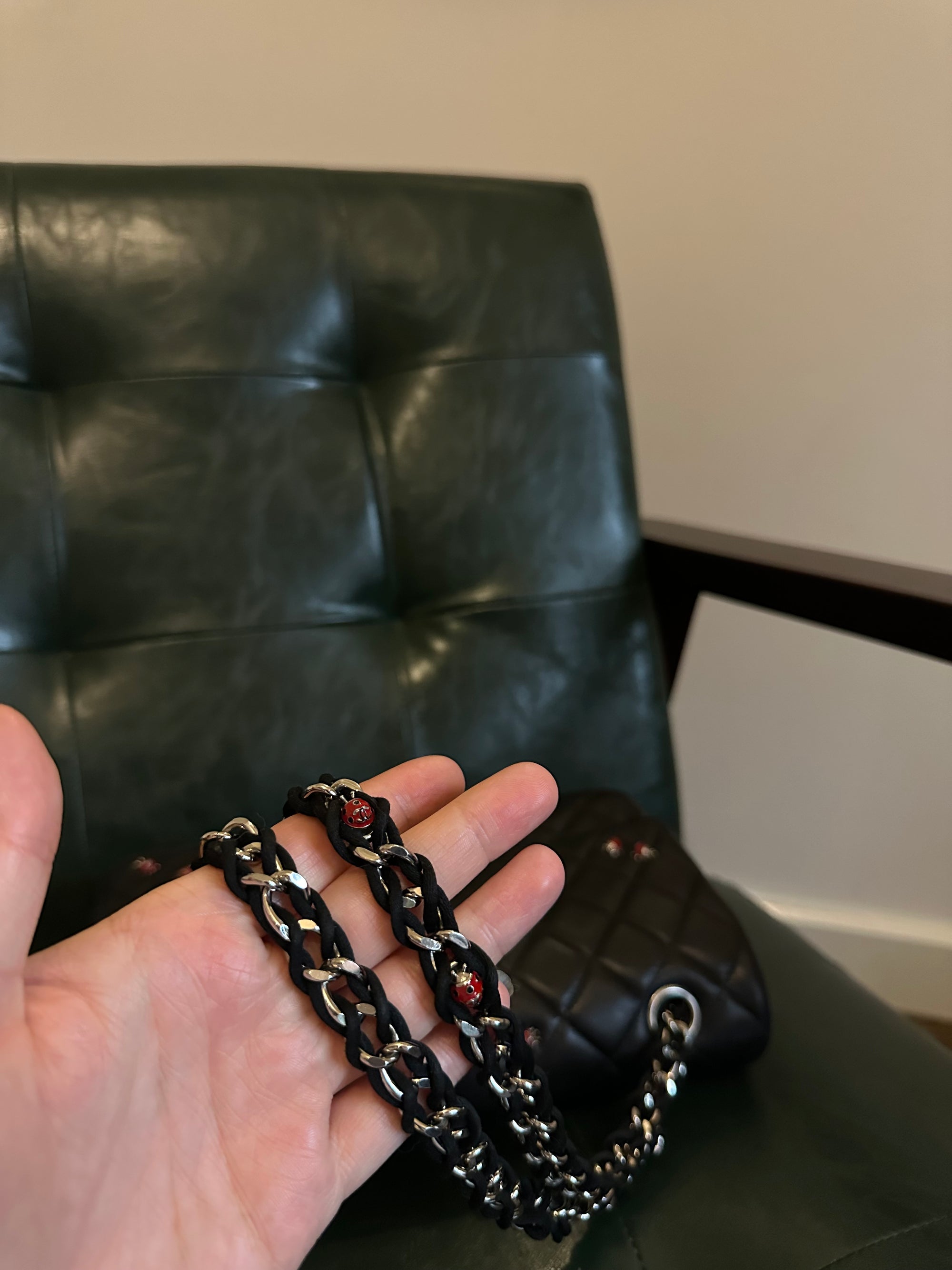 Rare! Chanel medium black ladybug single flap bag