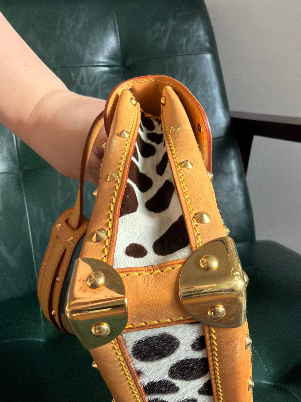 Rare! Louis Vuitton x Takashi Murakami Sac Rabat Monogram Dalmatian Pony Hair Bag