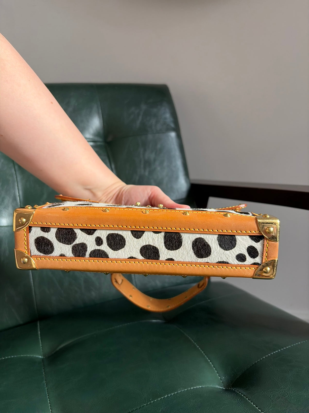 Rare! Louis Vuitton x Takashi Murakami Sac Rabat Monogram Dalmatian Pony Hair Bag