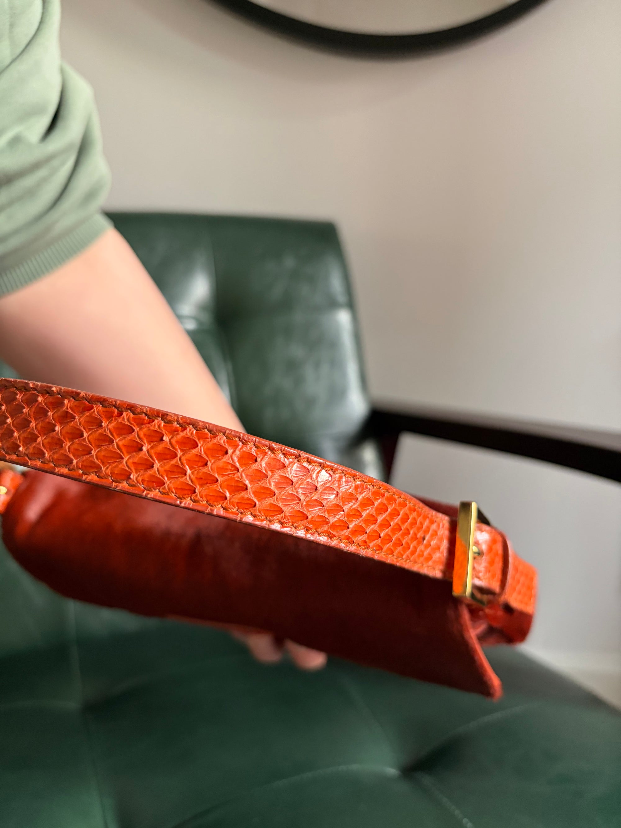 Ultra rare! Orange Fendi pony hair baguette