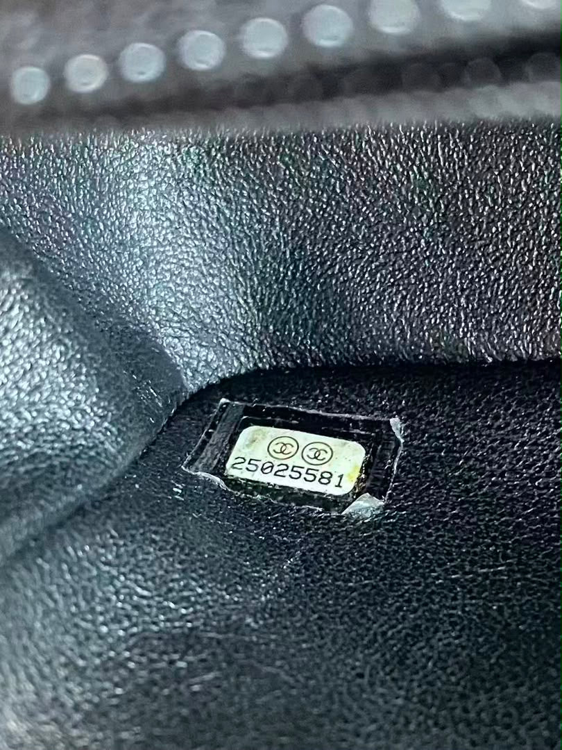 Chanel black caviar mini rectangular flap bag with silver hardware