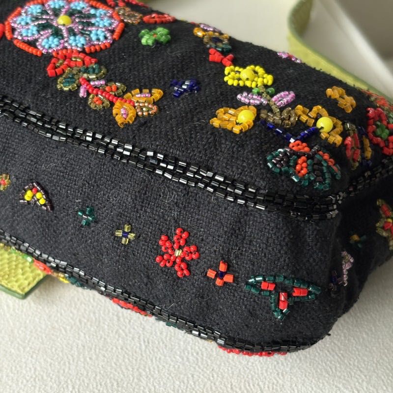 Fendi black baguette with floral beading