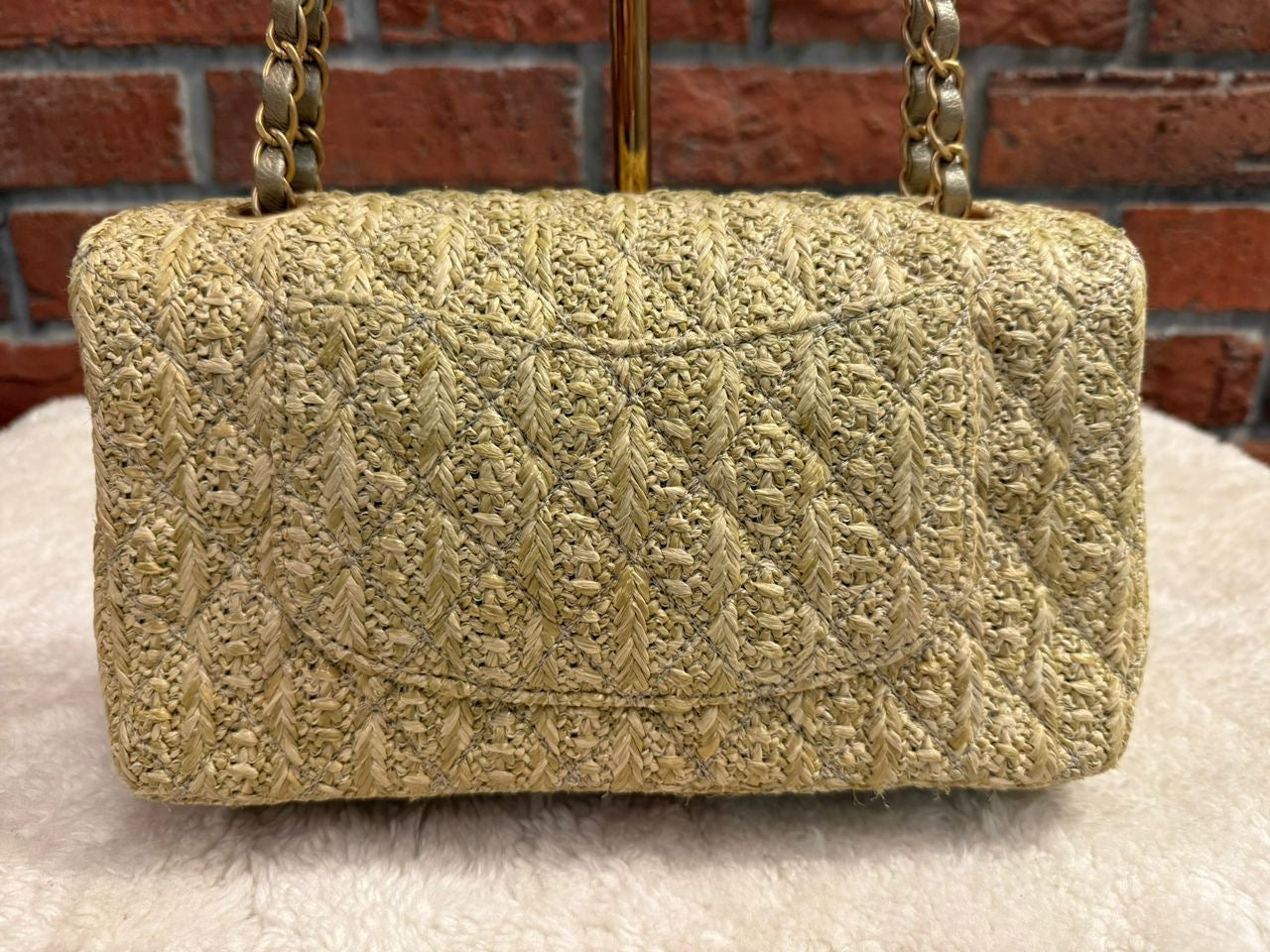 Chanel 18C Raffia Medium Classic Flap Bag Gold Hardware