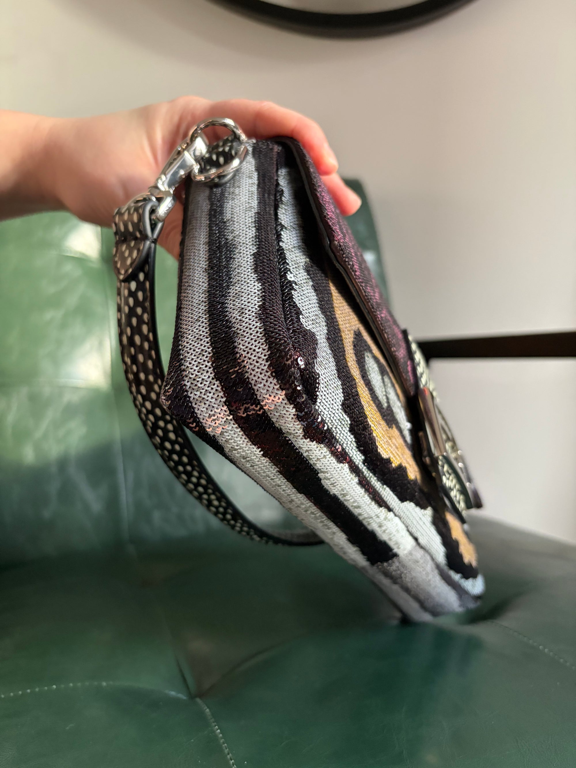 Fendi Night Butterfly Modern Sequin Baguette Bag
