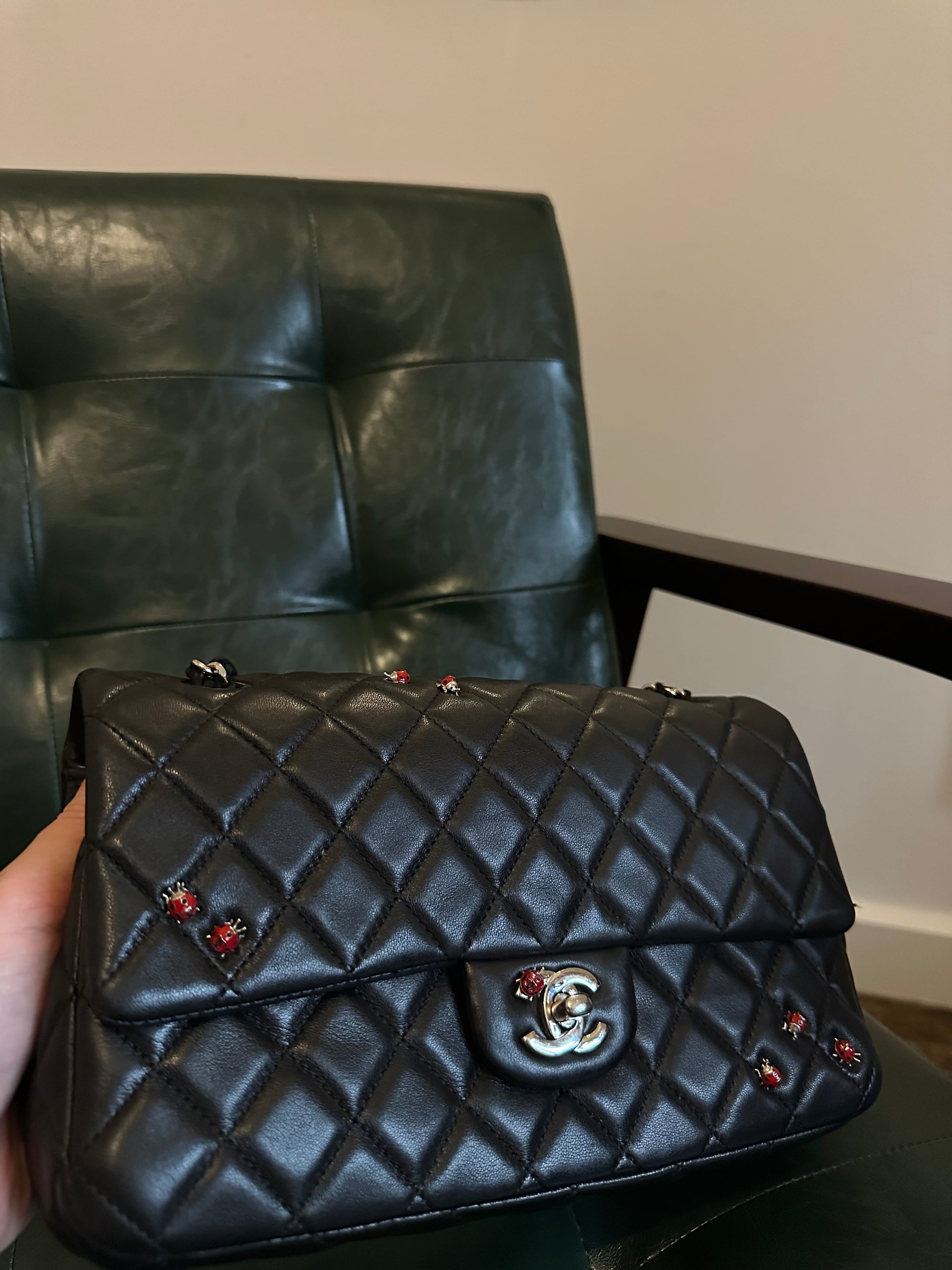 Rare! Chanel medium black ladybug single flap bag