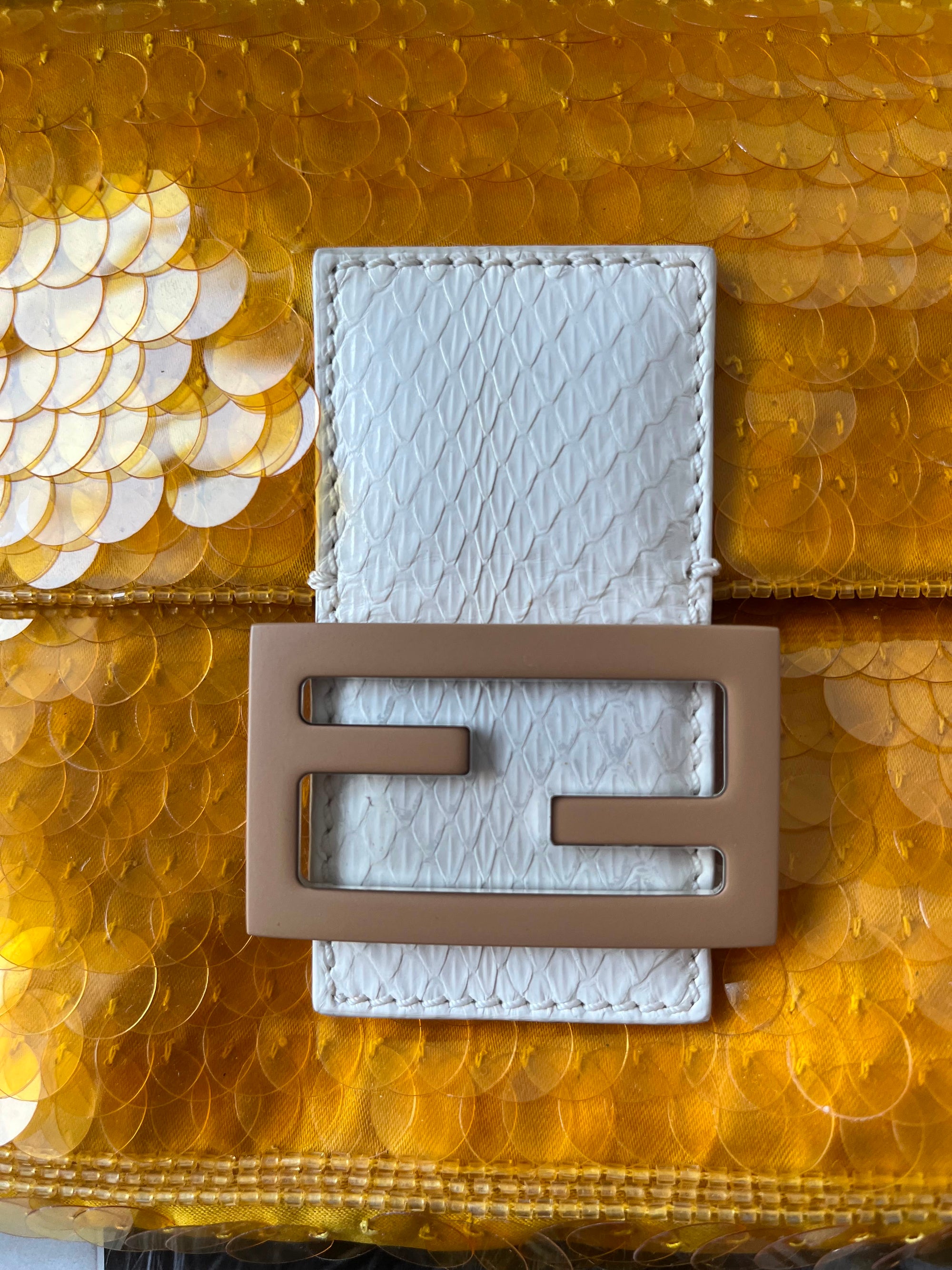 Fendi Yellow Paillettes Sequin baguette