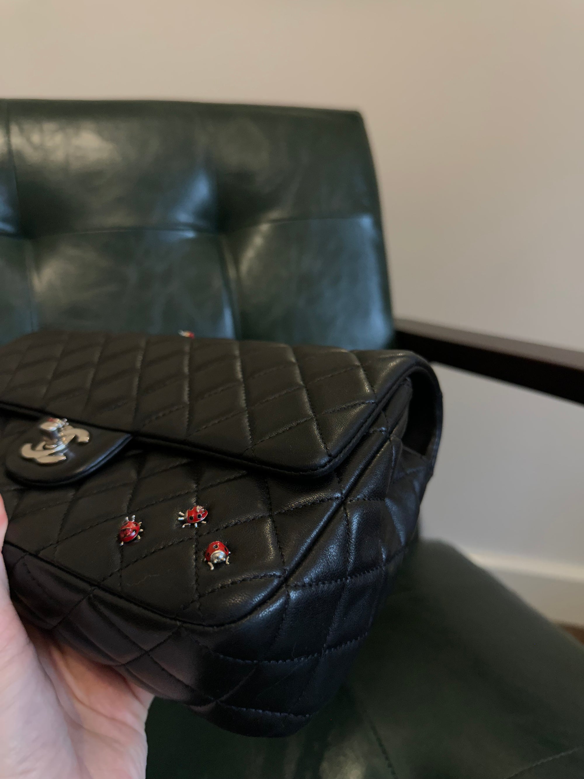 Rare! Chanel medium black ladybug single flap bag