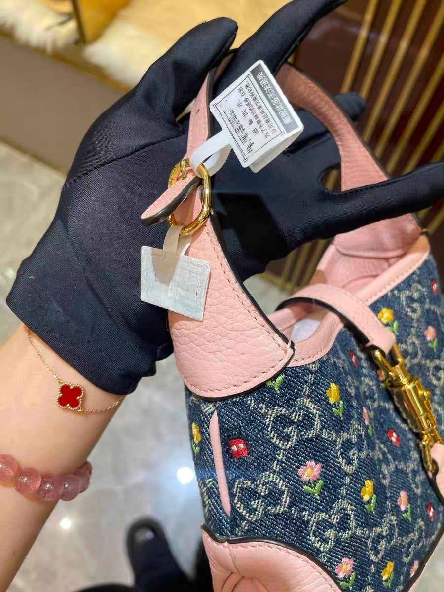 Pre-order - Gucci denim floral mini Jackie bag