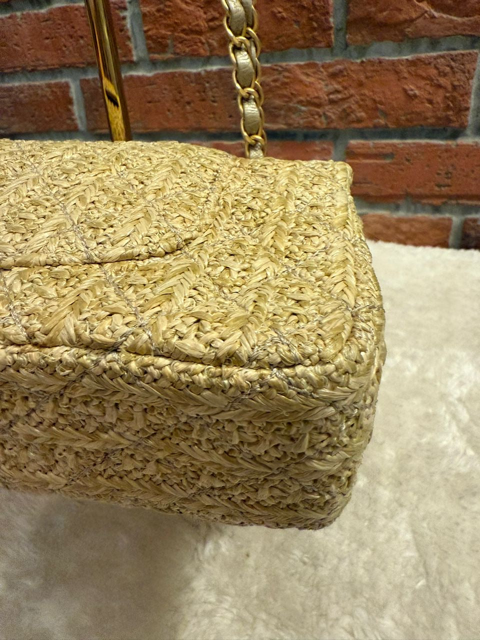 Chanel 18C Raffia Medium Classic Flap Bag Gold Hardware