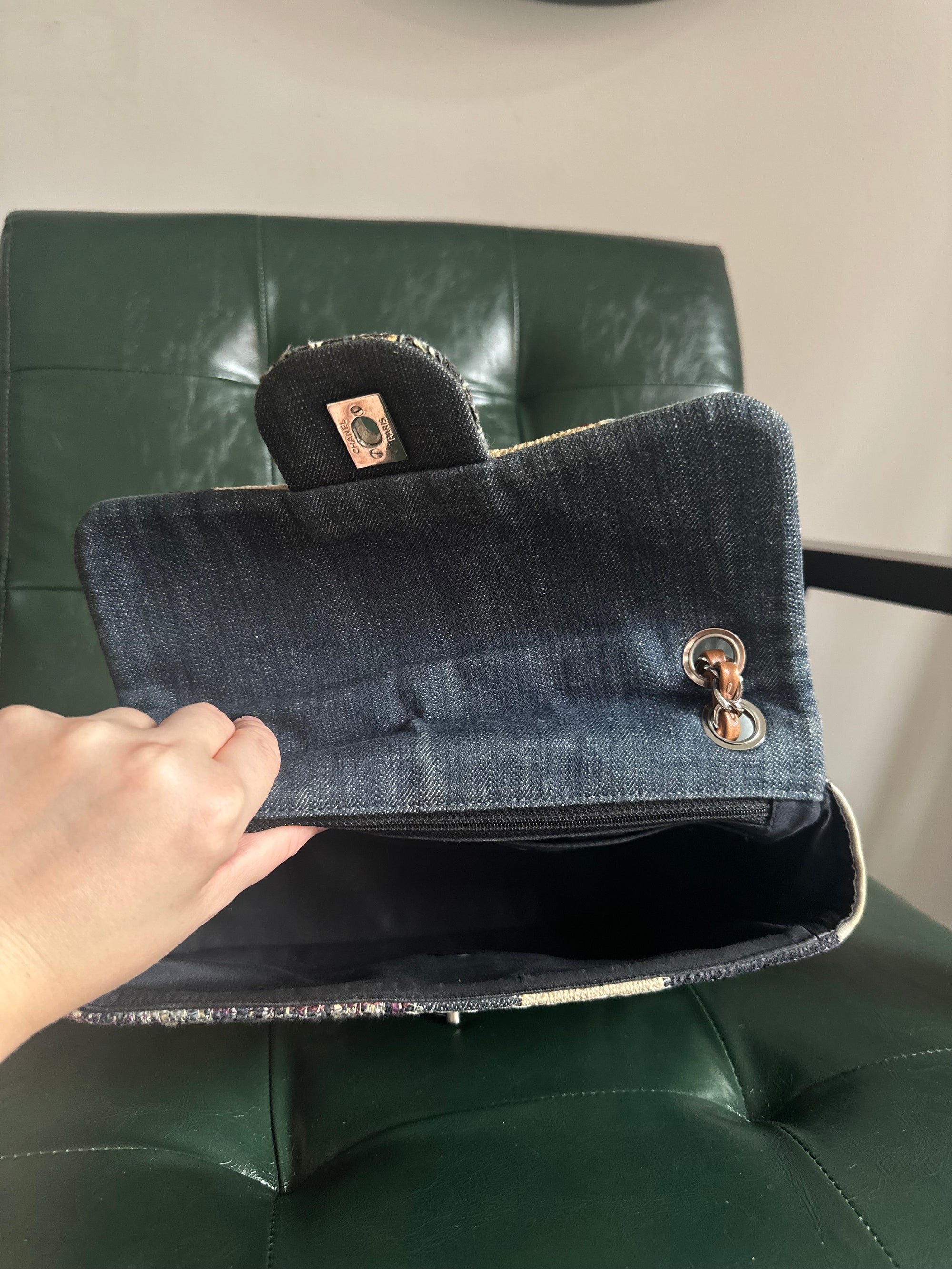 Chanel Denim Patchwork Flap Bag - Size Medium