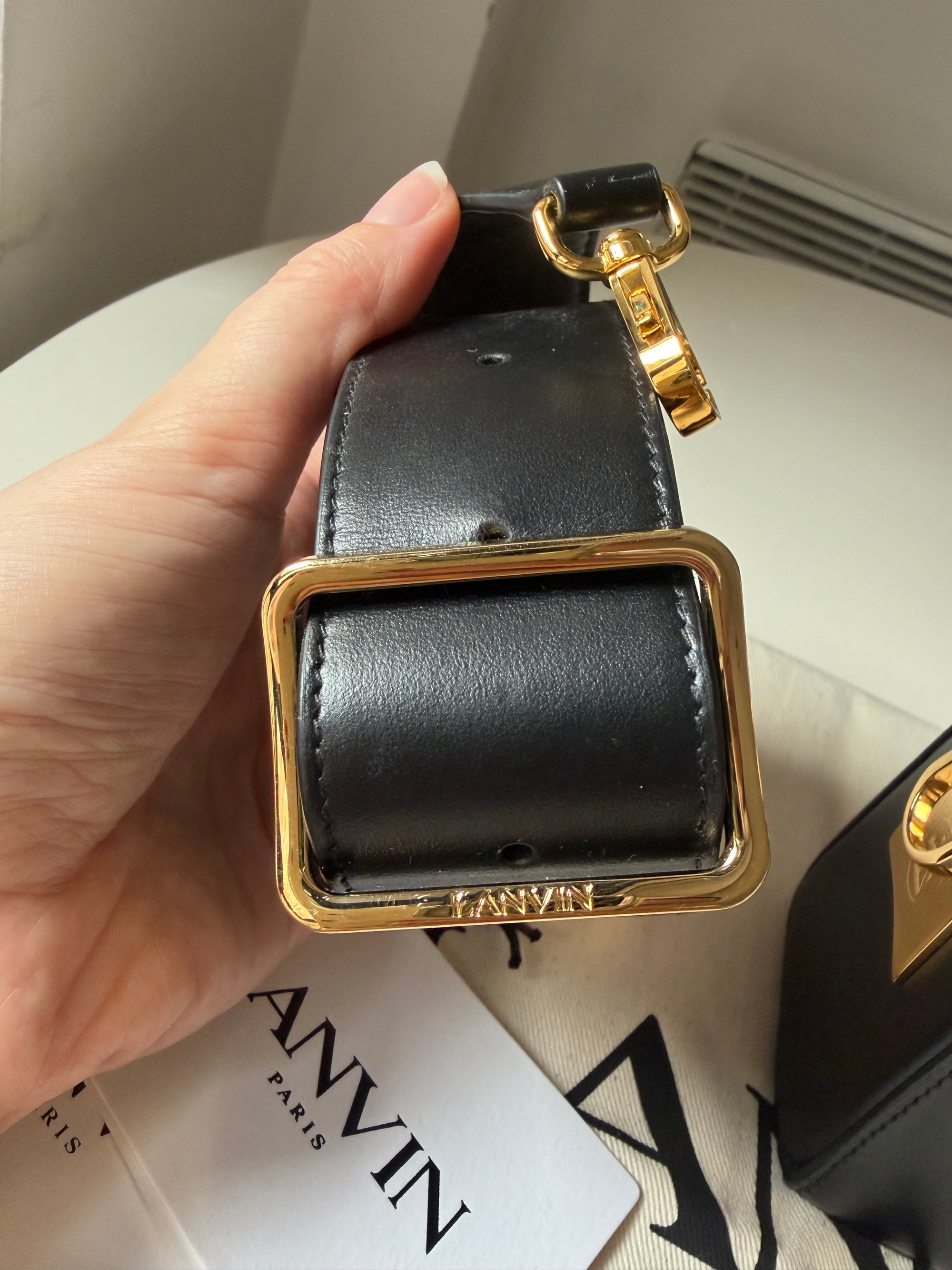 Lanvin nano pencil tote cat bag black and gold