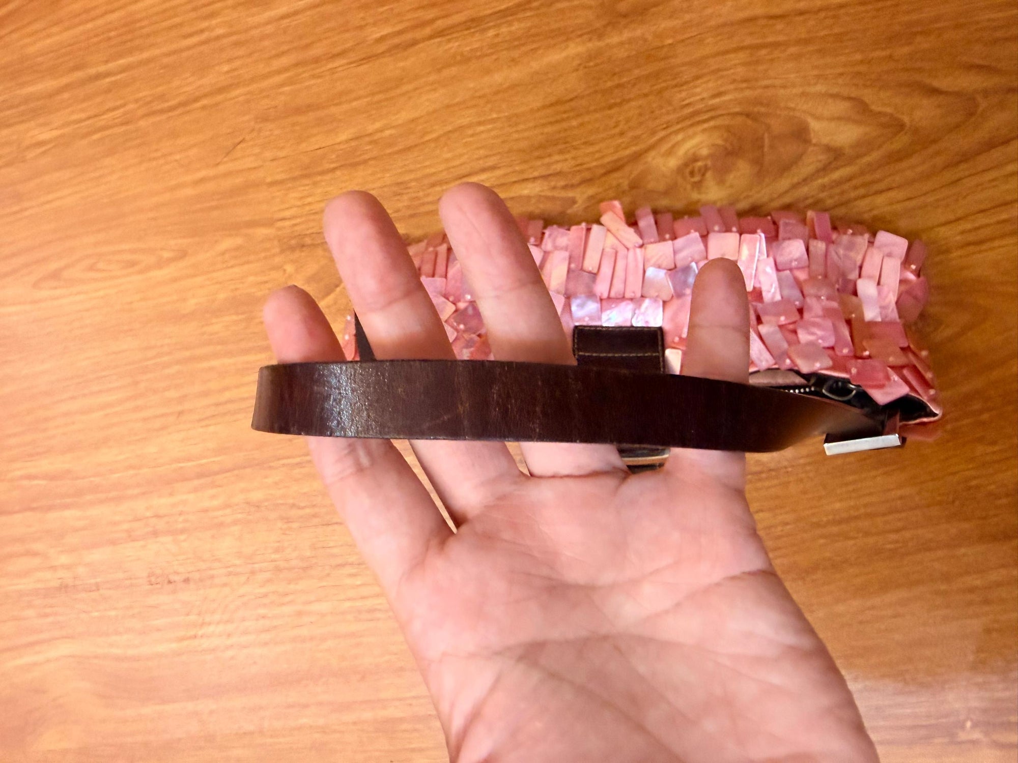 Ultra rare! Fendi pink mother of pearl satin baguette