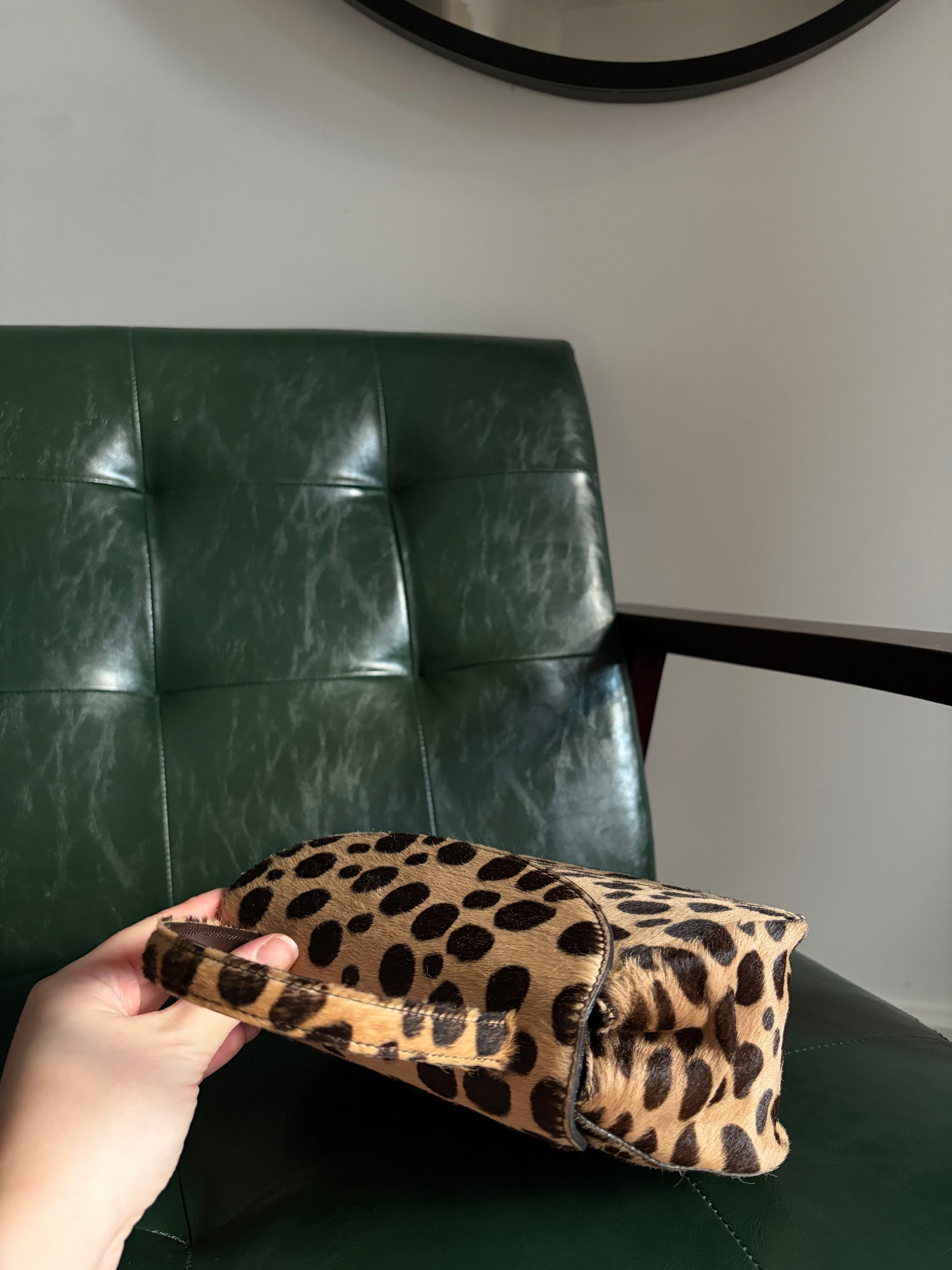 Vintage Prada pony hair cheetah print top handle bag