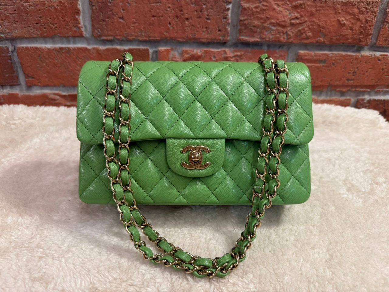 Pre-order - Chanel 23C Avocado Green Caviar Small Classic Flap Bag