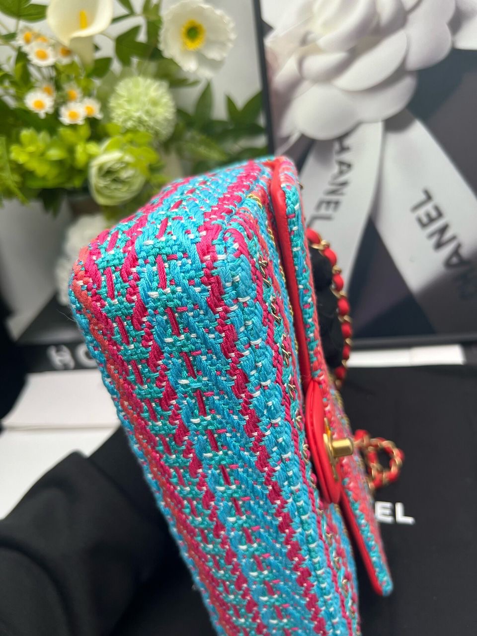 Chanel multicoloured medium tweed flap bag