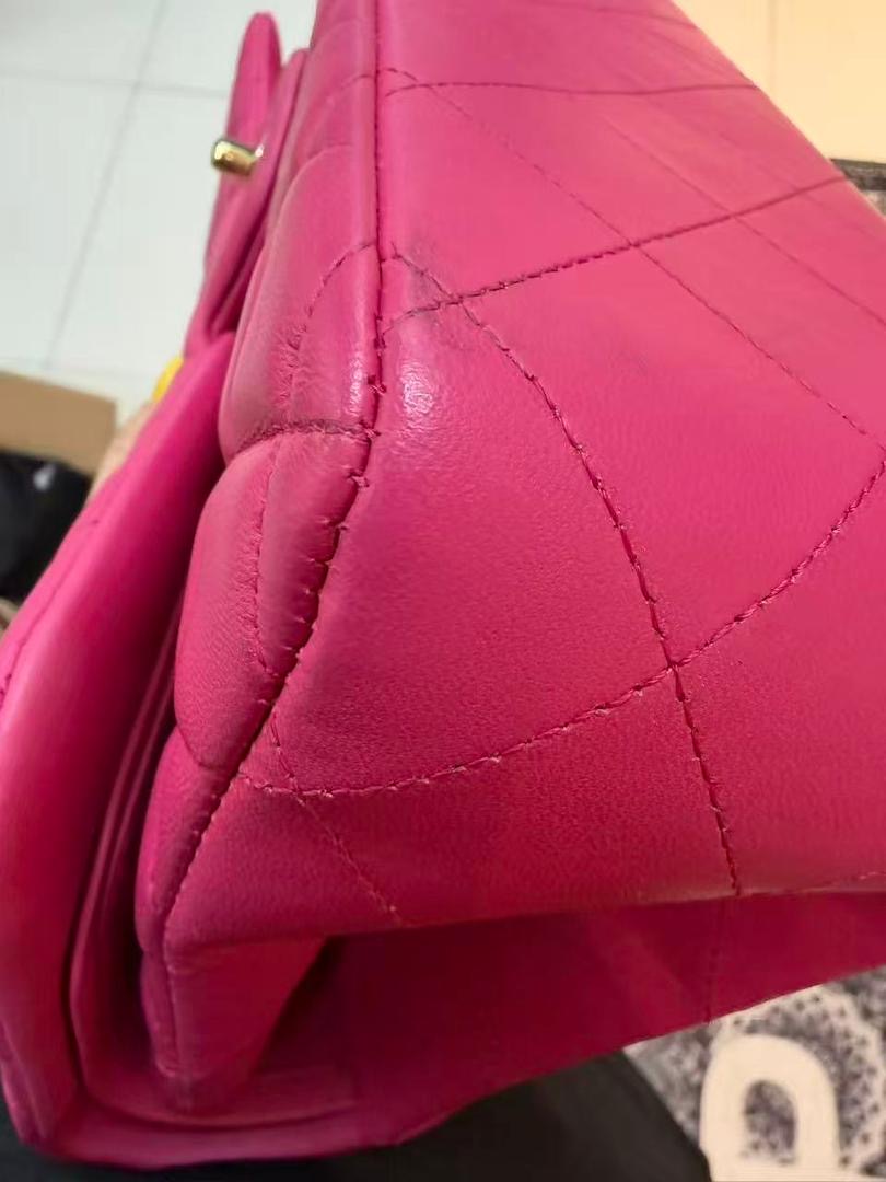 Chanel hot pink lambskin jumbo classic flap