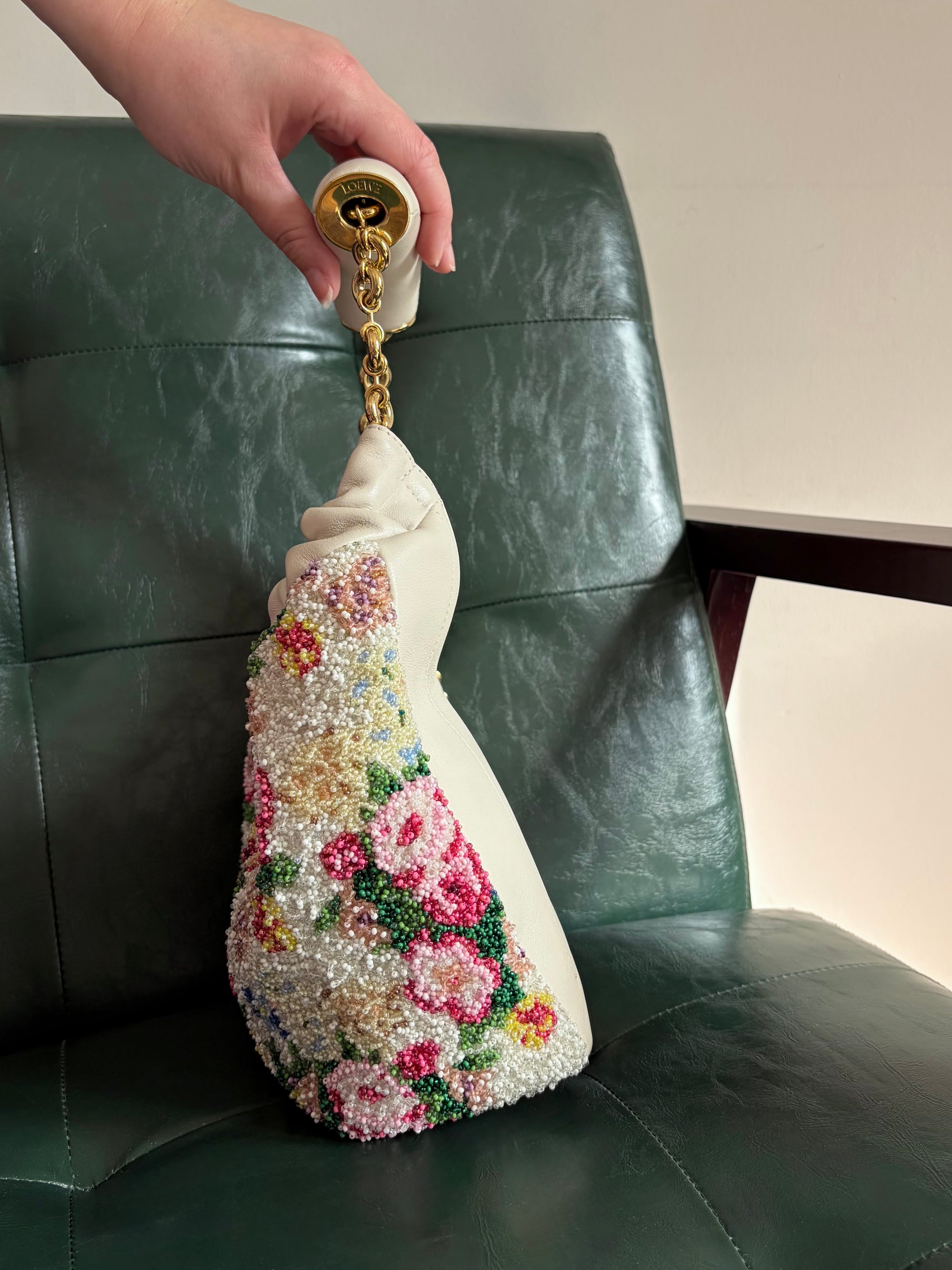 Special Edition Floral Beaded Loewe Mini Squeeze Bag