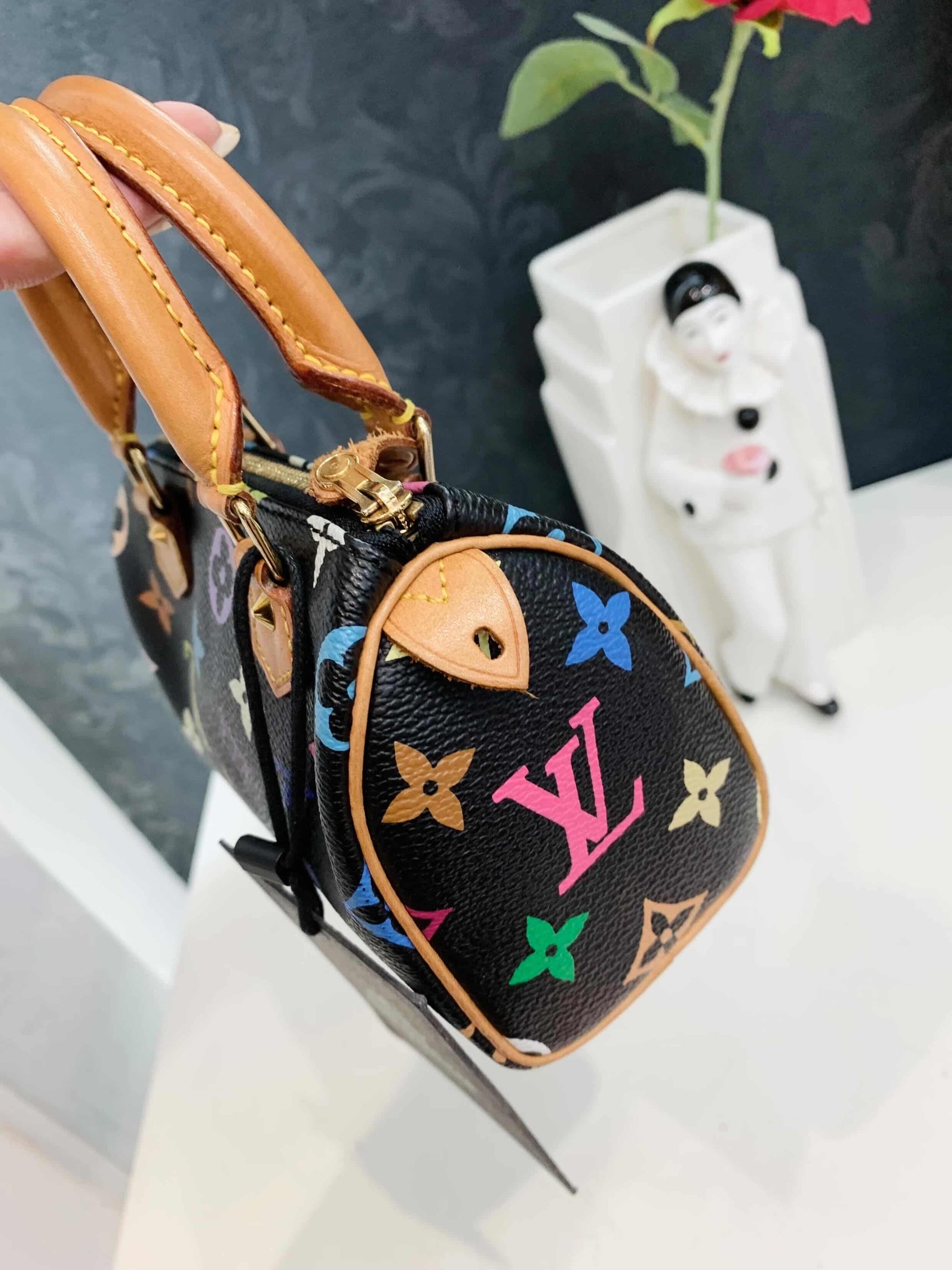 Louis Vuitton x Takashi Murakami vintage nano speedy black multi