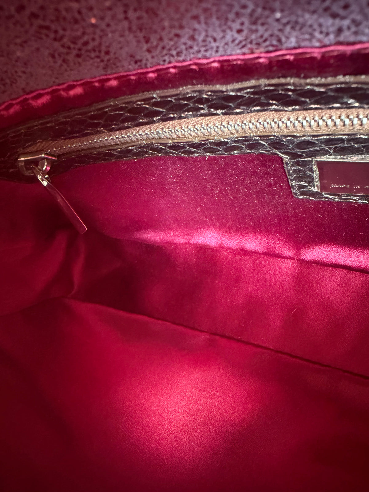 Fendi vintage purple and bronze metallic baguette bag