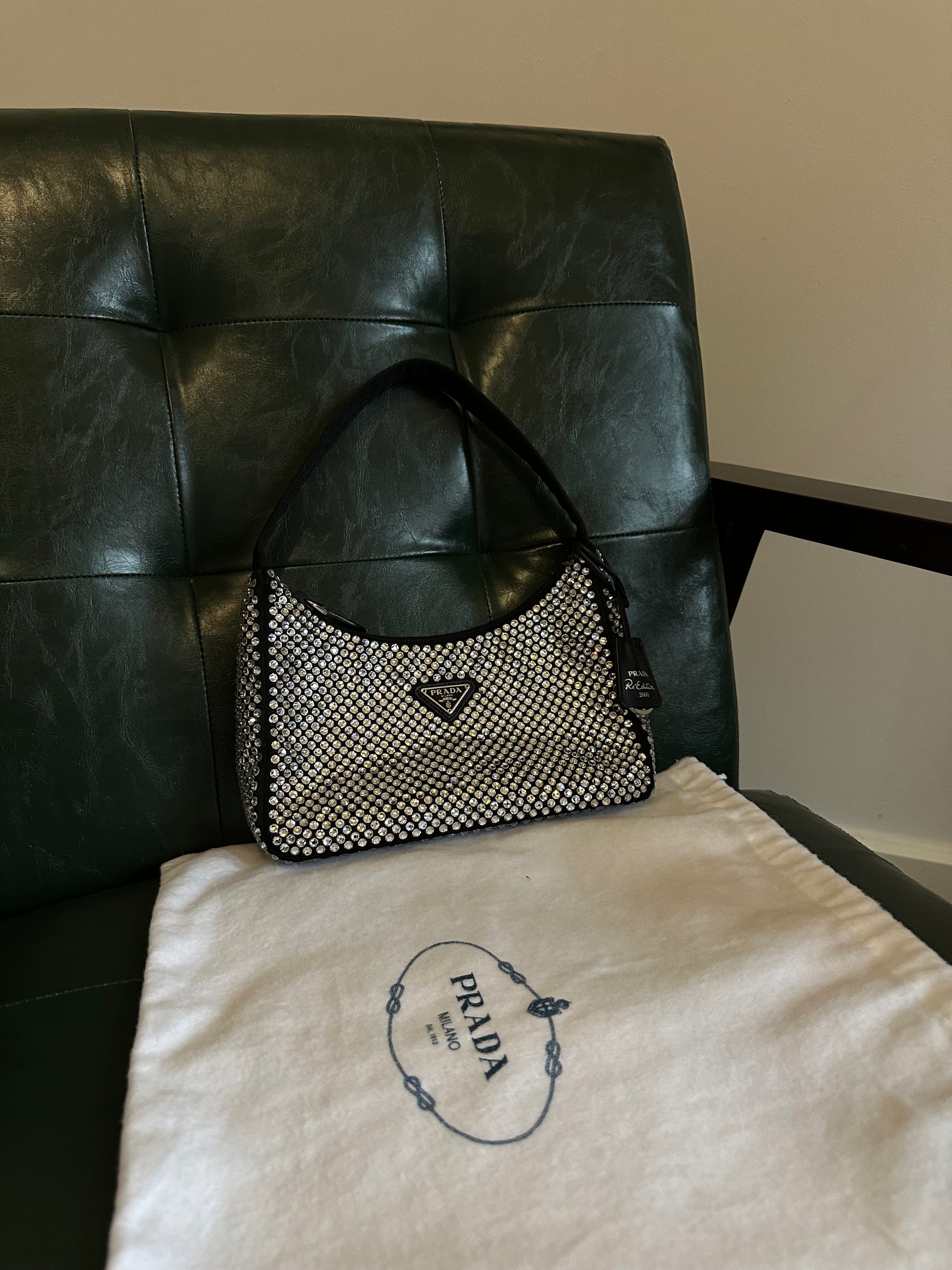 Prada black crystal re-edition 2000