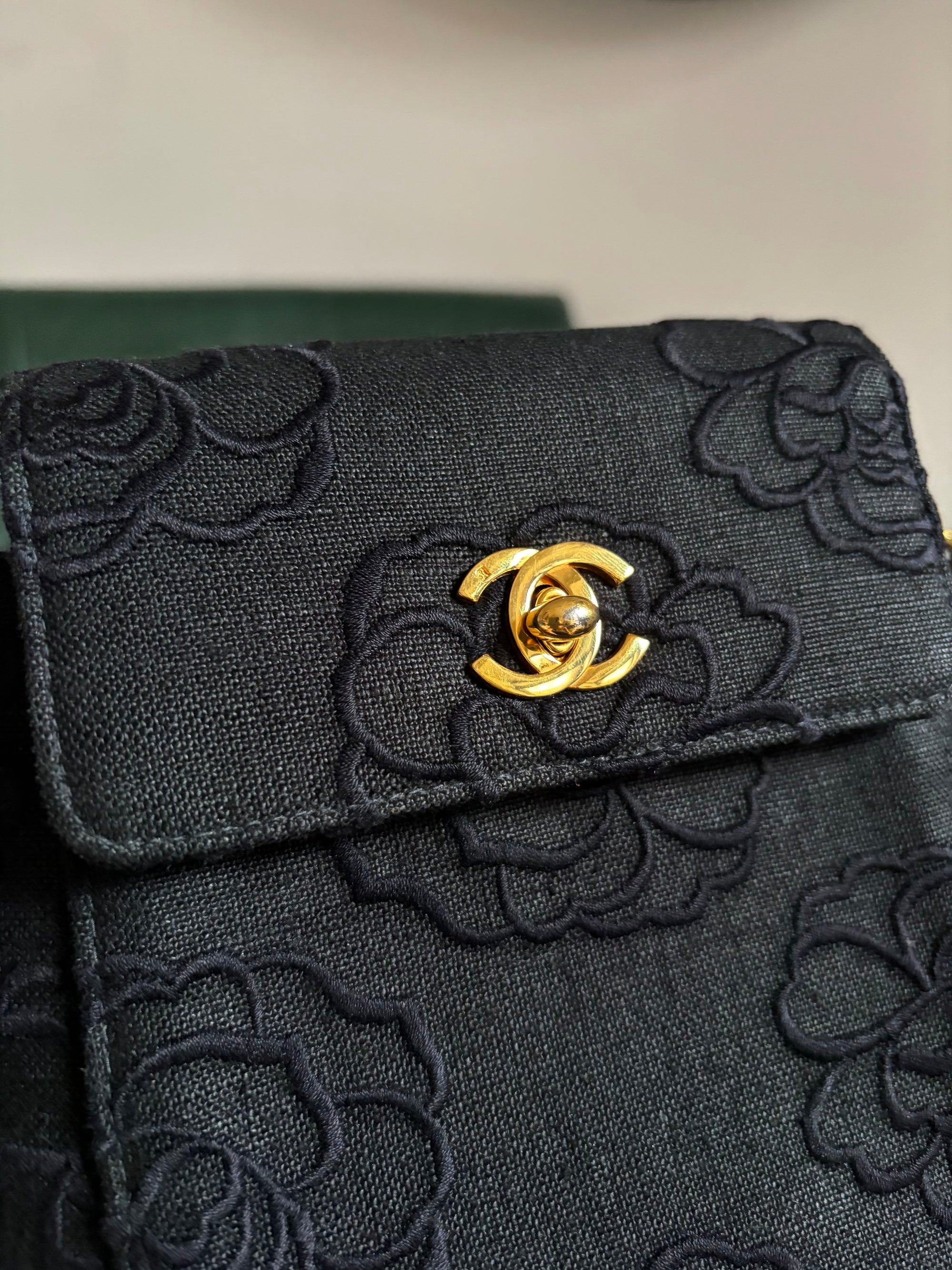 Rare! Black Chanel Camellia Mini Bag