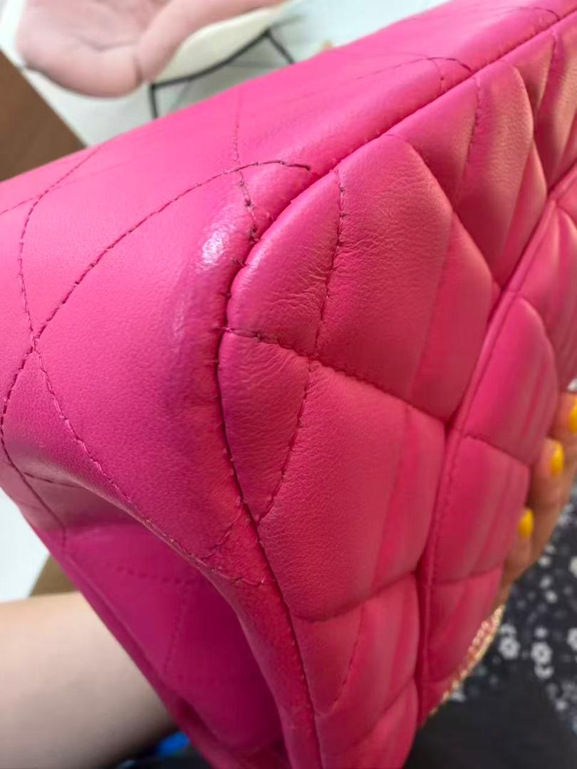 Chanel hot pink lambskin jumbo classic flap