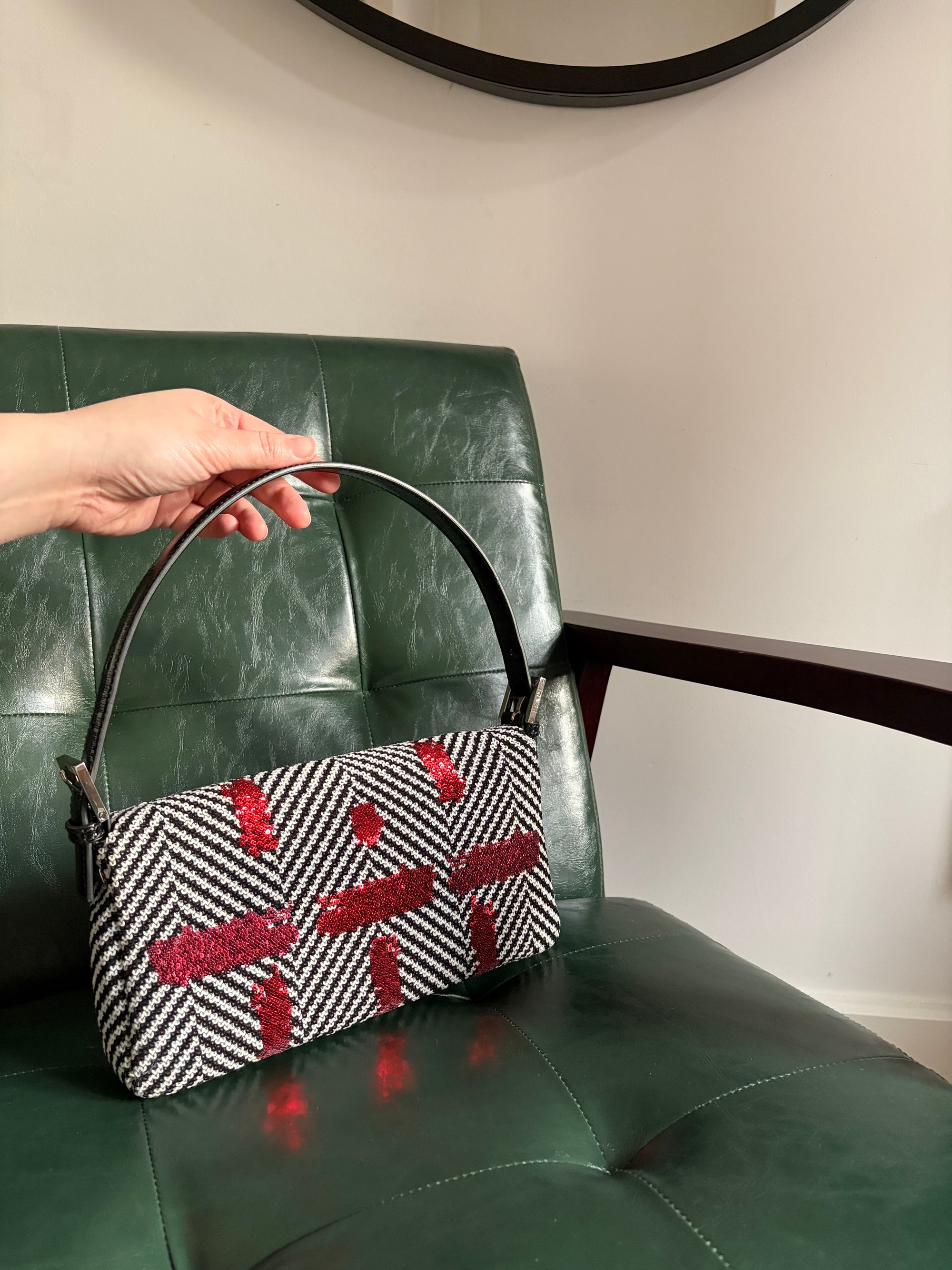 Fendi chevron sequin colour block baguette bag
