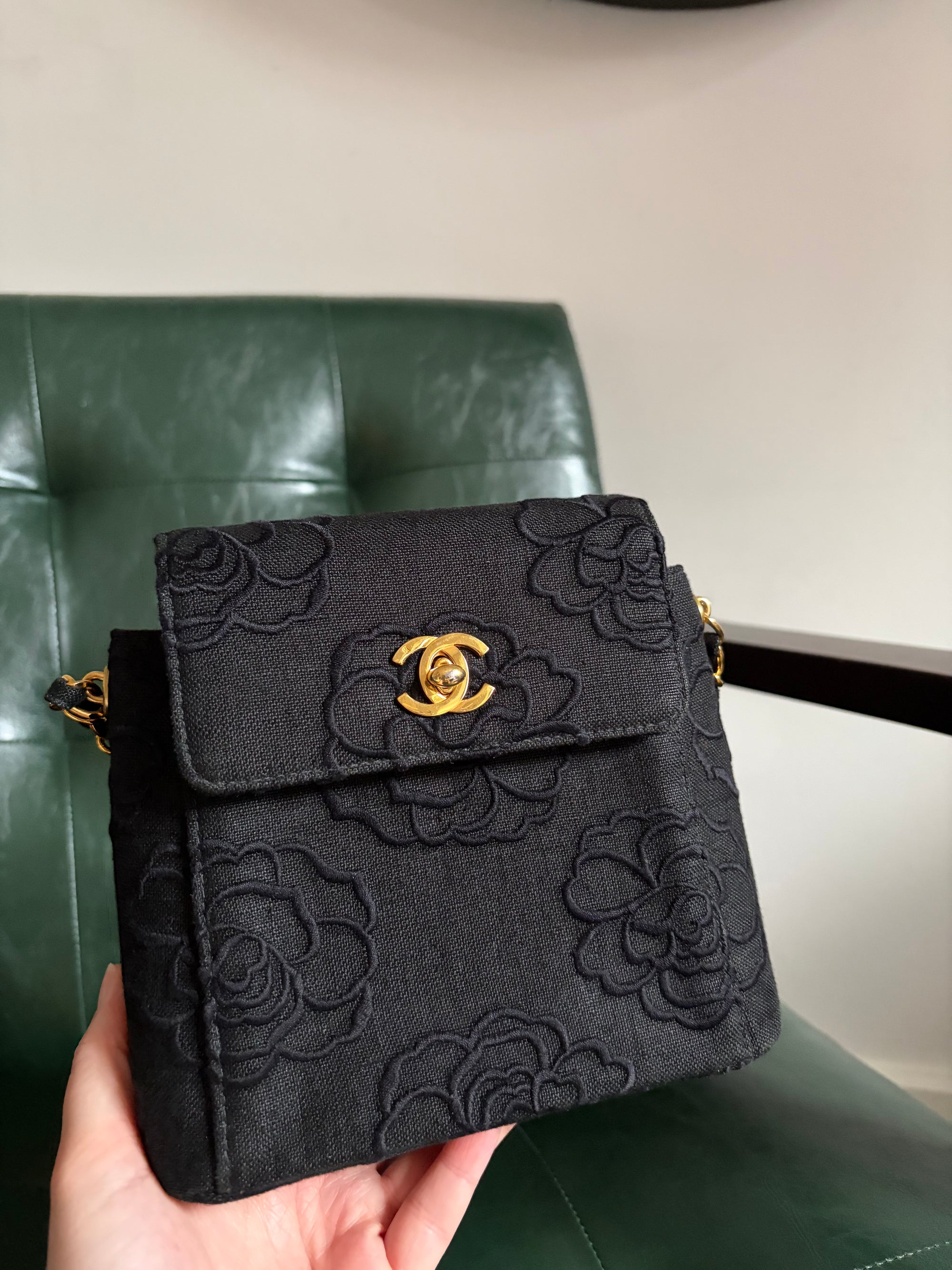 Rare! Black Chanel Camellia Mini Bag