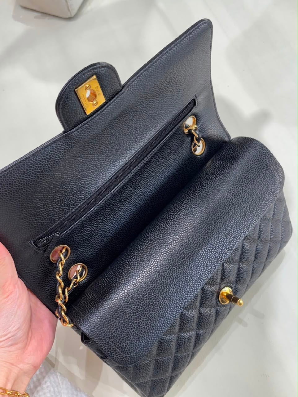 Pre-order - Chanel Series 6 vintage black caviar medium classic flap bag 24 carat gold plated hardware