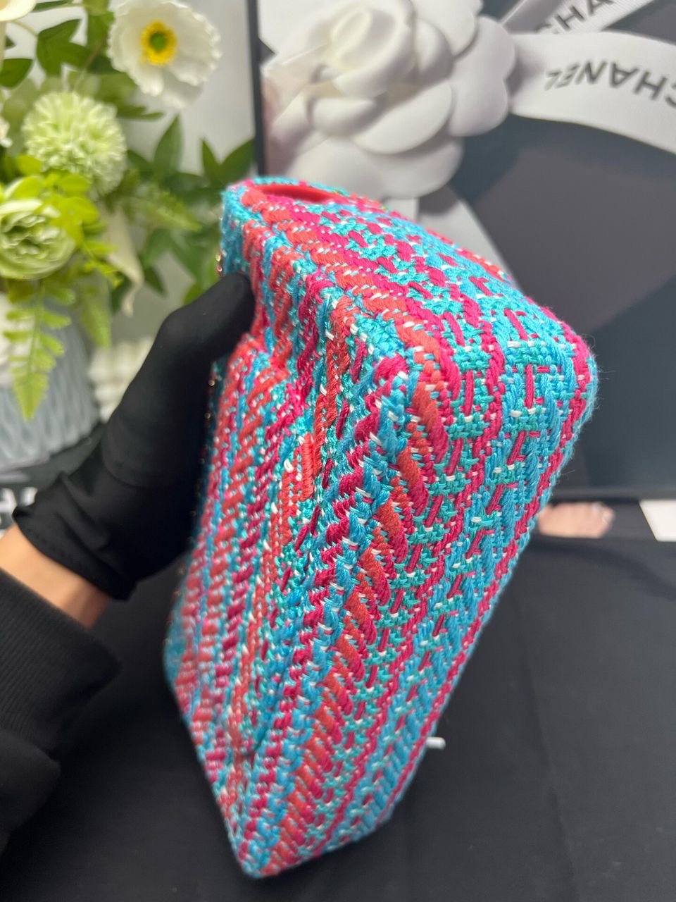 Chanel multicoloured medium tweed flap bag