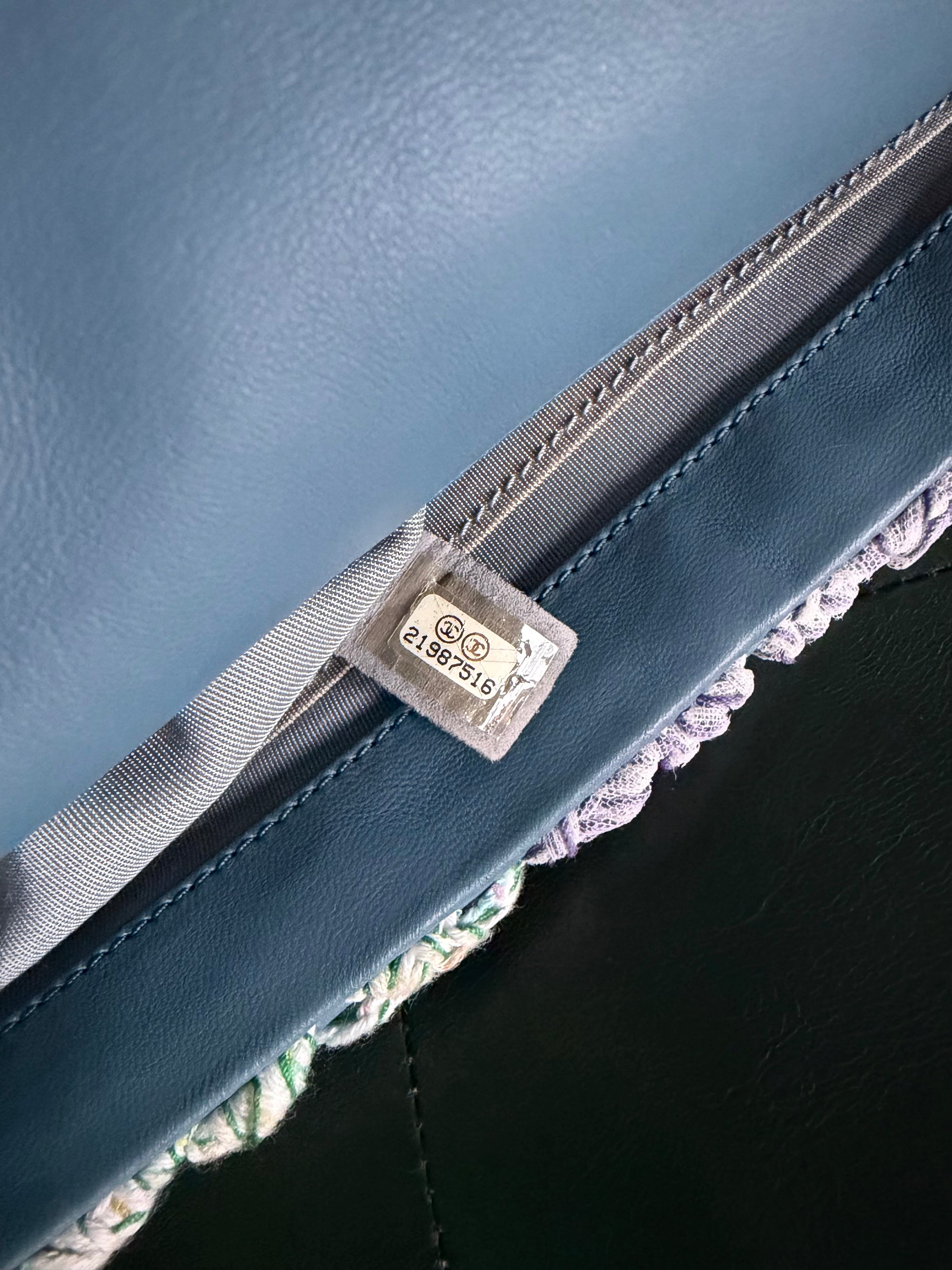 Chanel Paris-Seoul blue leather and crochet single flap bag