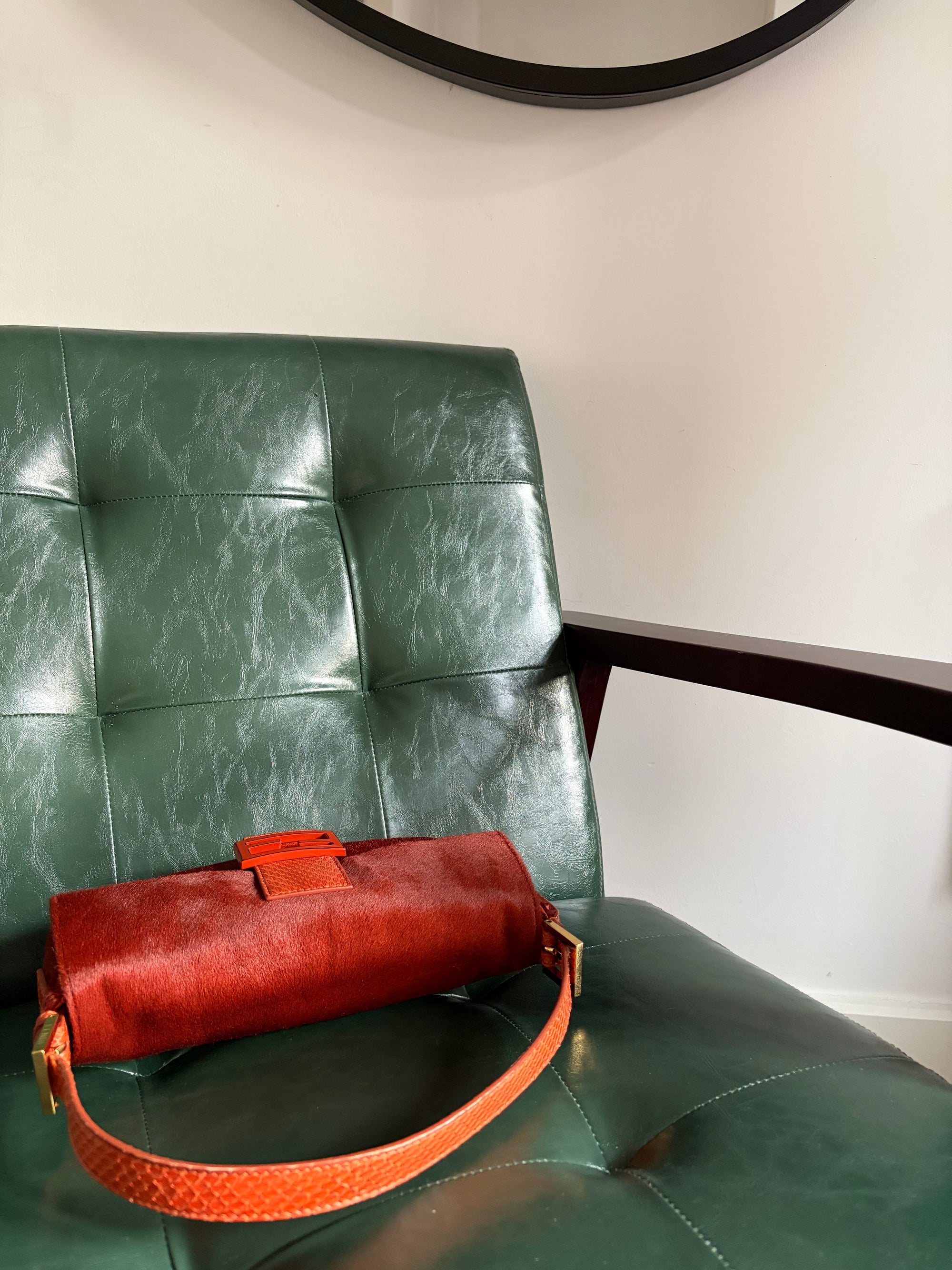 Ultra rare! Orange Fendi pony hair baguette