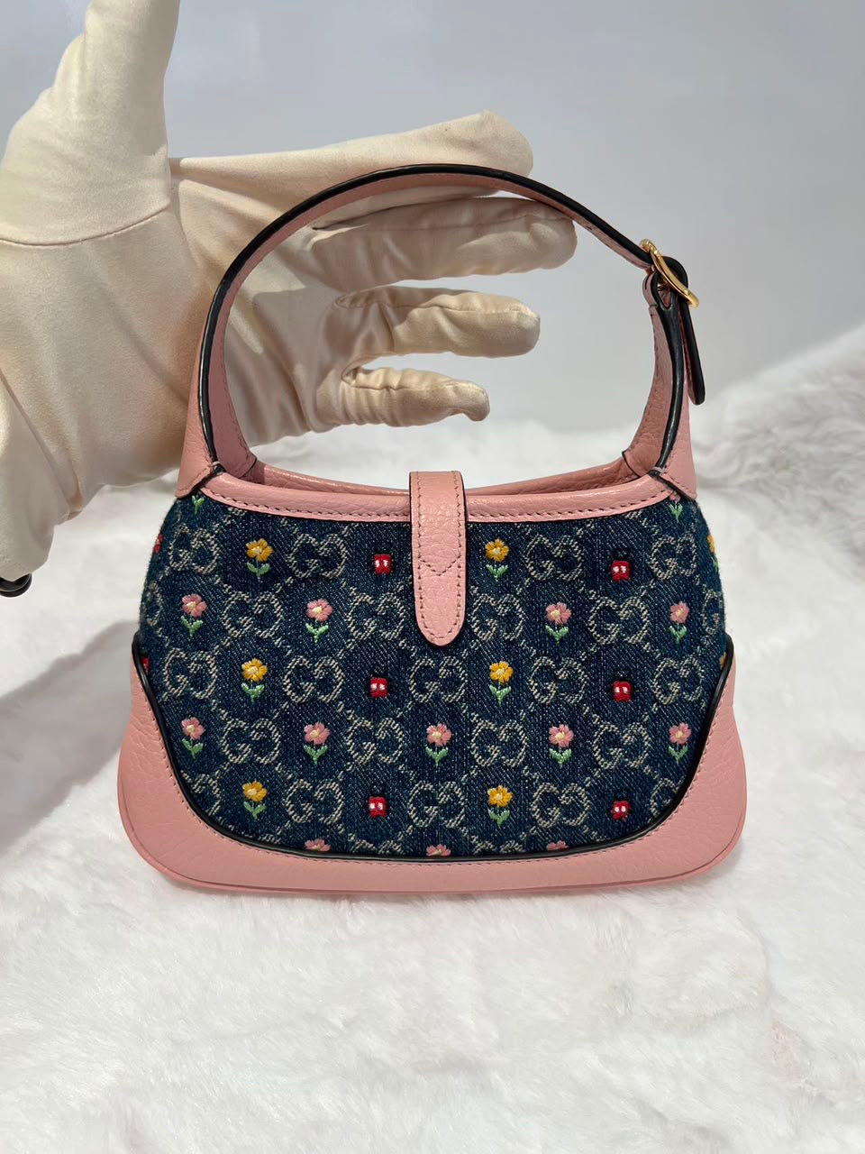 Pre-order - Gucci denim floral mini Jackie bag